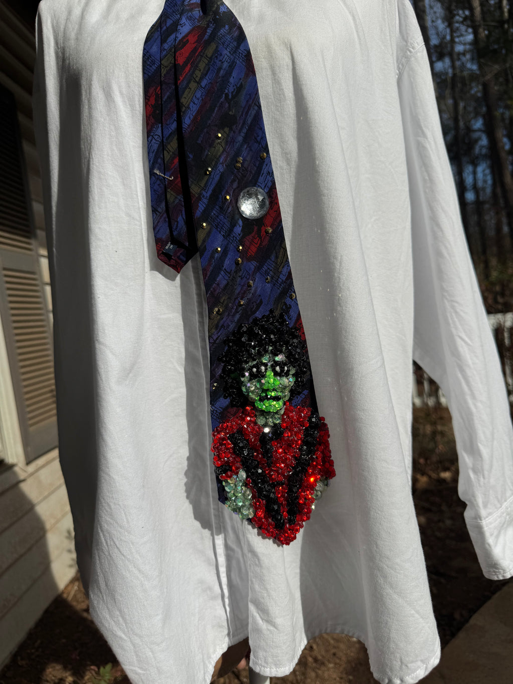 Navy Blue Michael Jackson Starring Zombie Face Thriller Music Video Tie