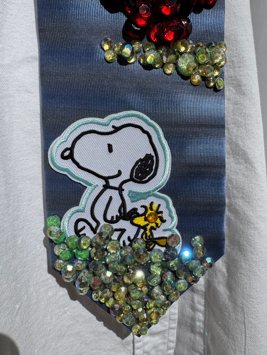 Sky Blue Snoopy and Woodstock Walking Cartoon Tie