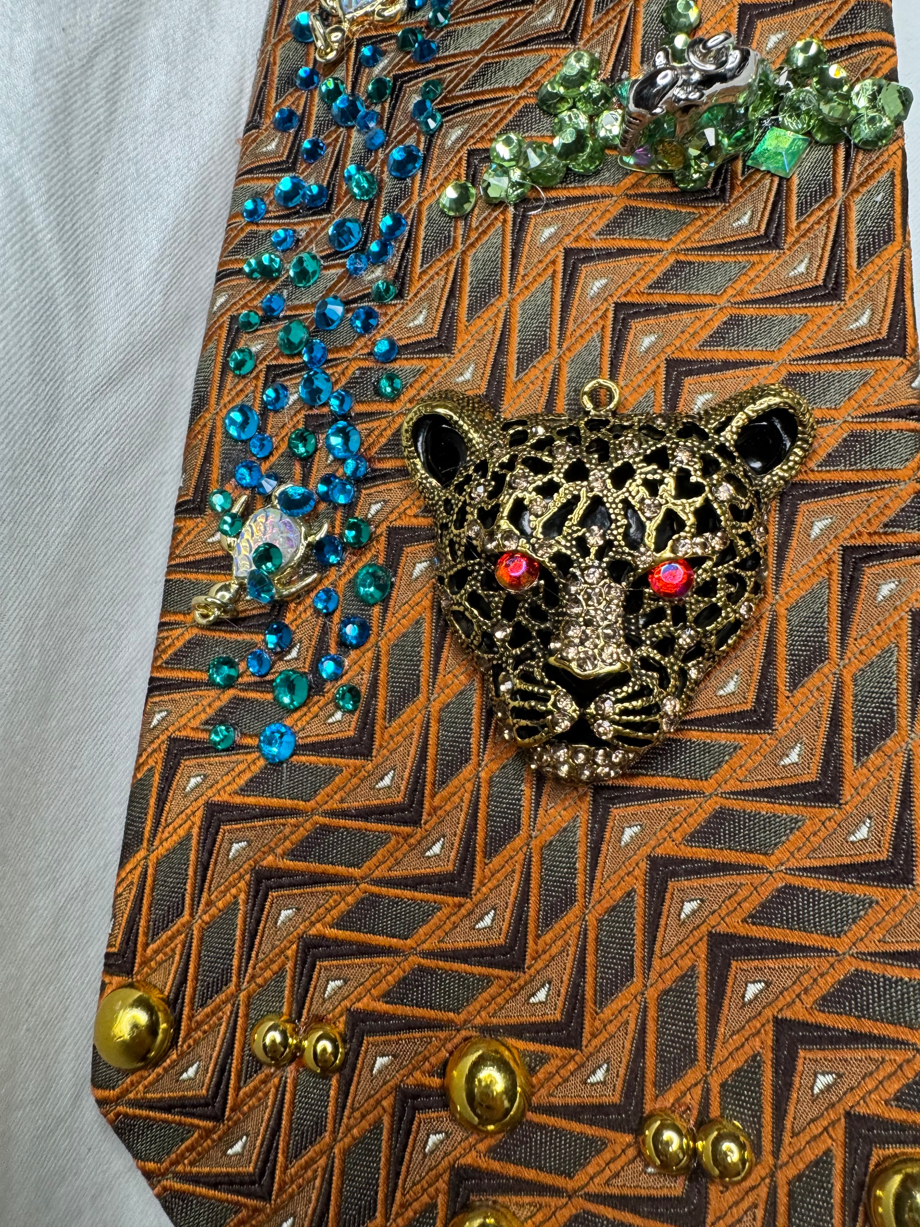 Orange Tropical Treasure Box View of Safari Royalty Tie