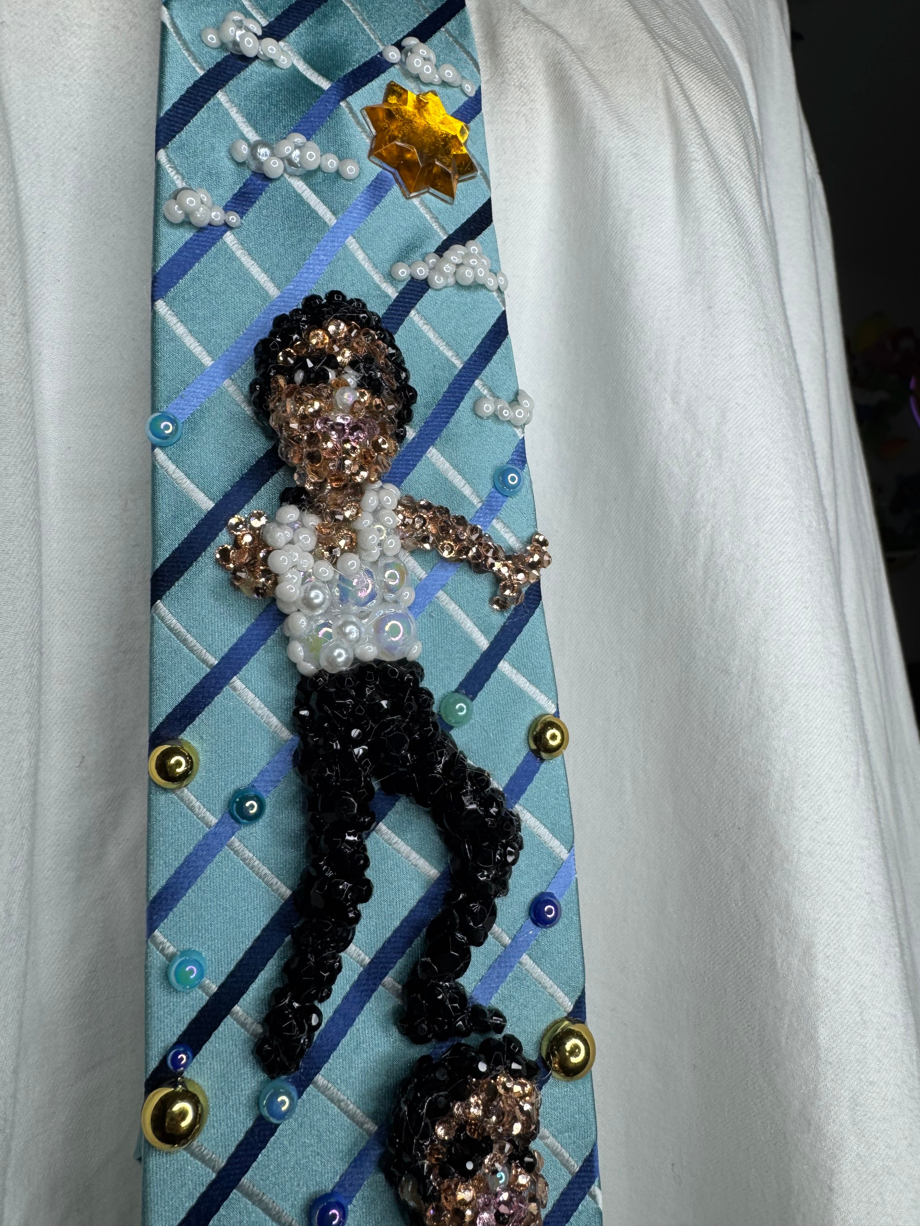 Light Blue Striped Michael Jackson Double Dance Scene From In the Closet Music Video Tie