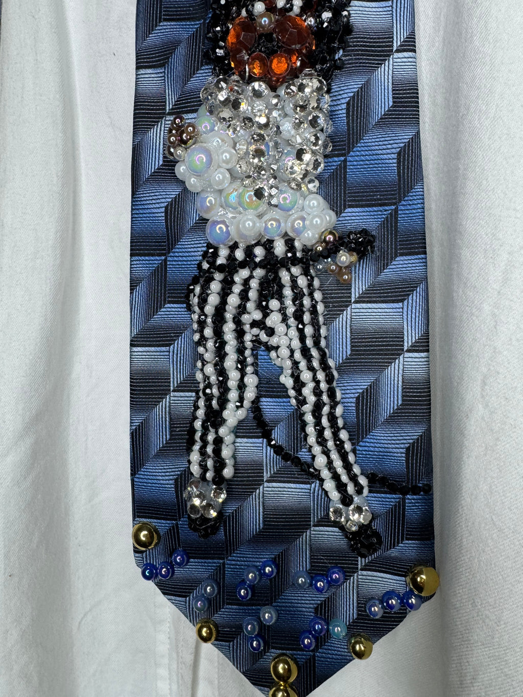 Navy Blue Michael Jackson Dancing in Striped Pants Victory Tour 1984 Tie