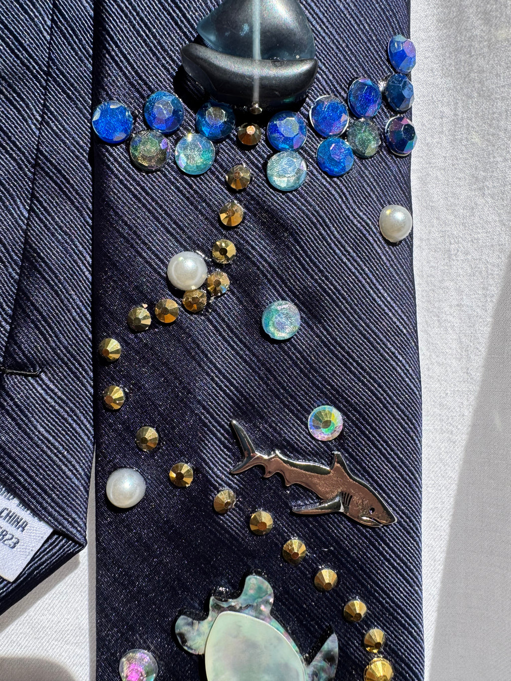 Navy Blue Anchored Jackpot Nautical Royalty Tie