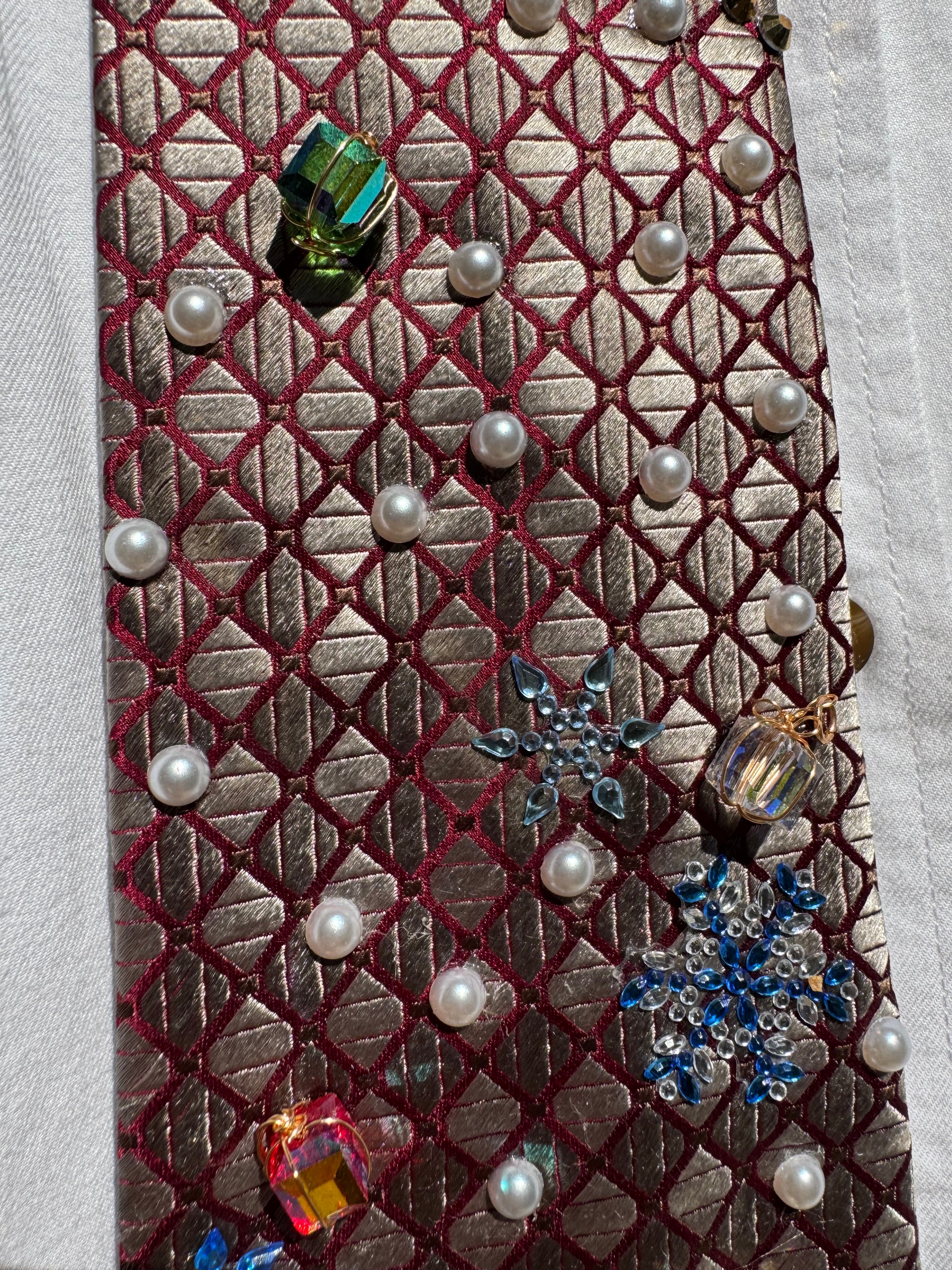 Grey and Red Nutcracker Gaurds In Winterland Christmas Tie