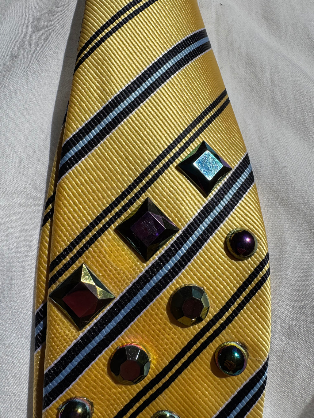 Yellow Striped Aztec Dark Iridescent Royalty Tie