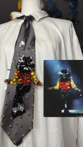 Silver Michael Jackson Wearing Thriller Mask On Stage at Wembly Stadium 1988 Tie