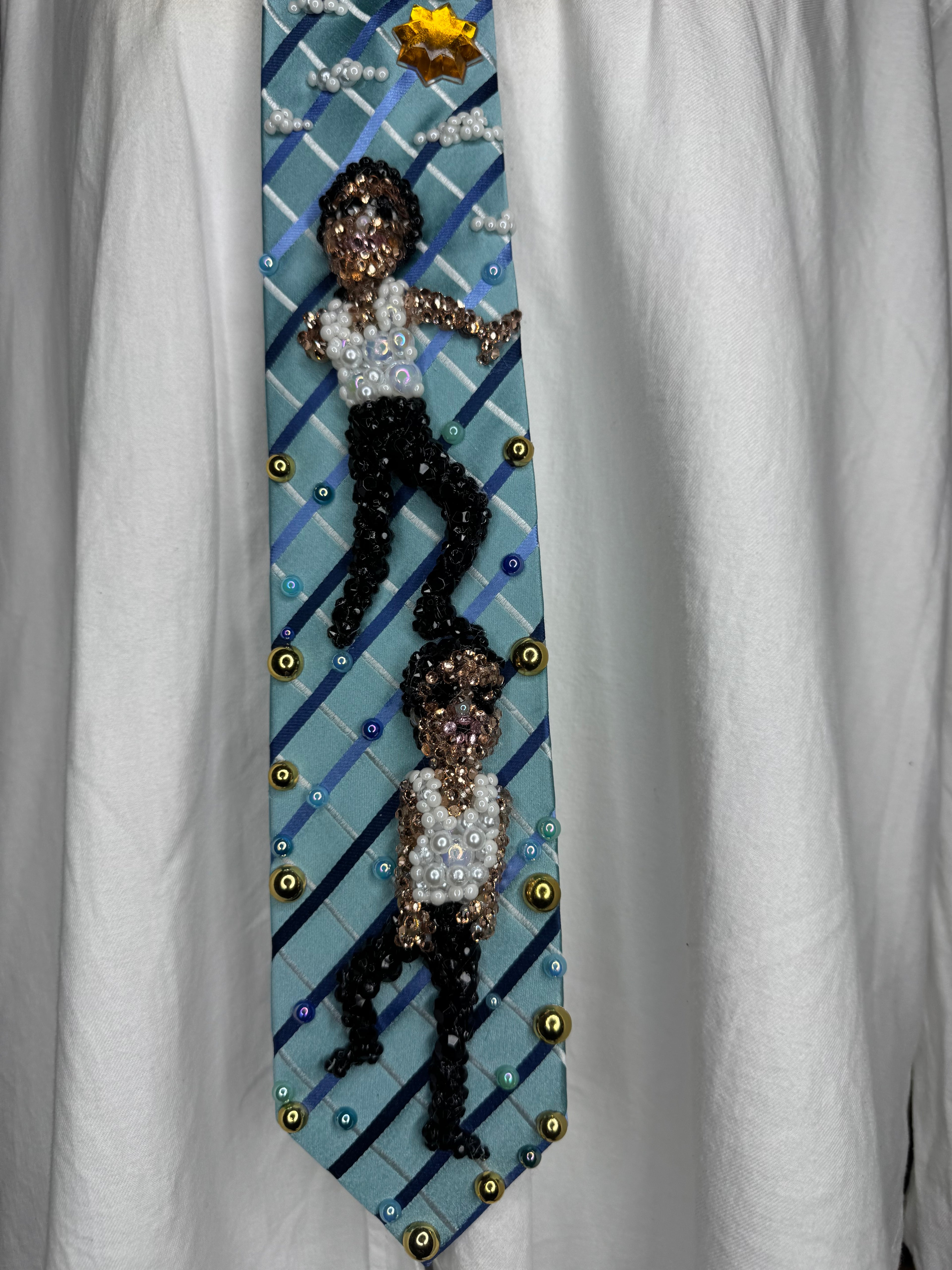 Light Blue Striped Michael Jackson Double Dance Scene From In the Closet Music Video Tie