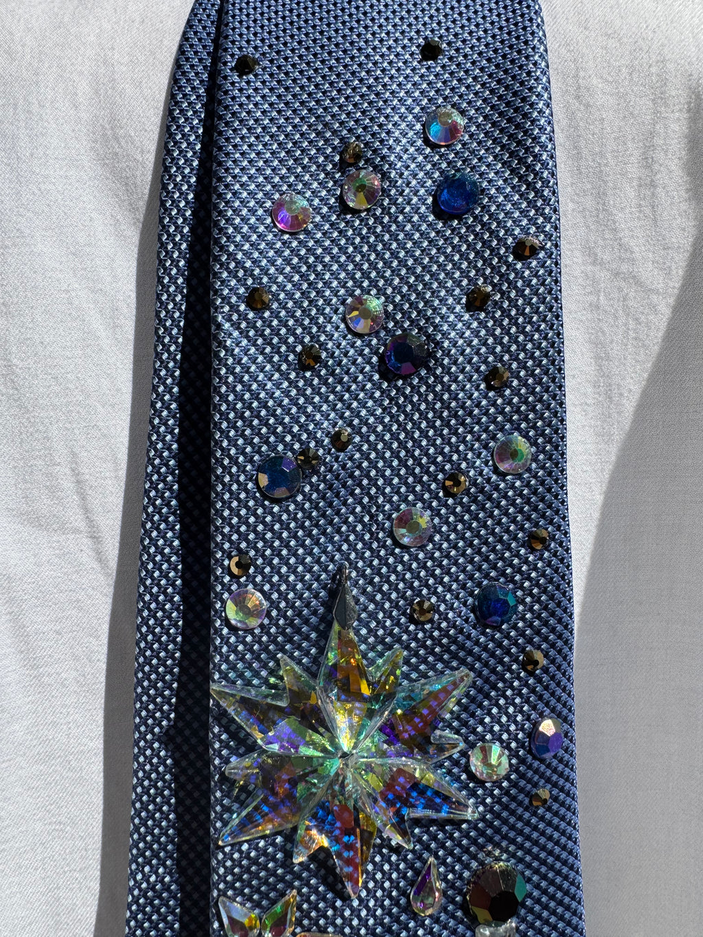 Blue Tall Glass Ice Castle in the Wintertime Royalty Tie