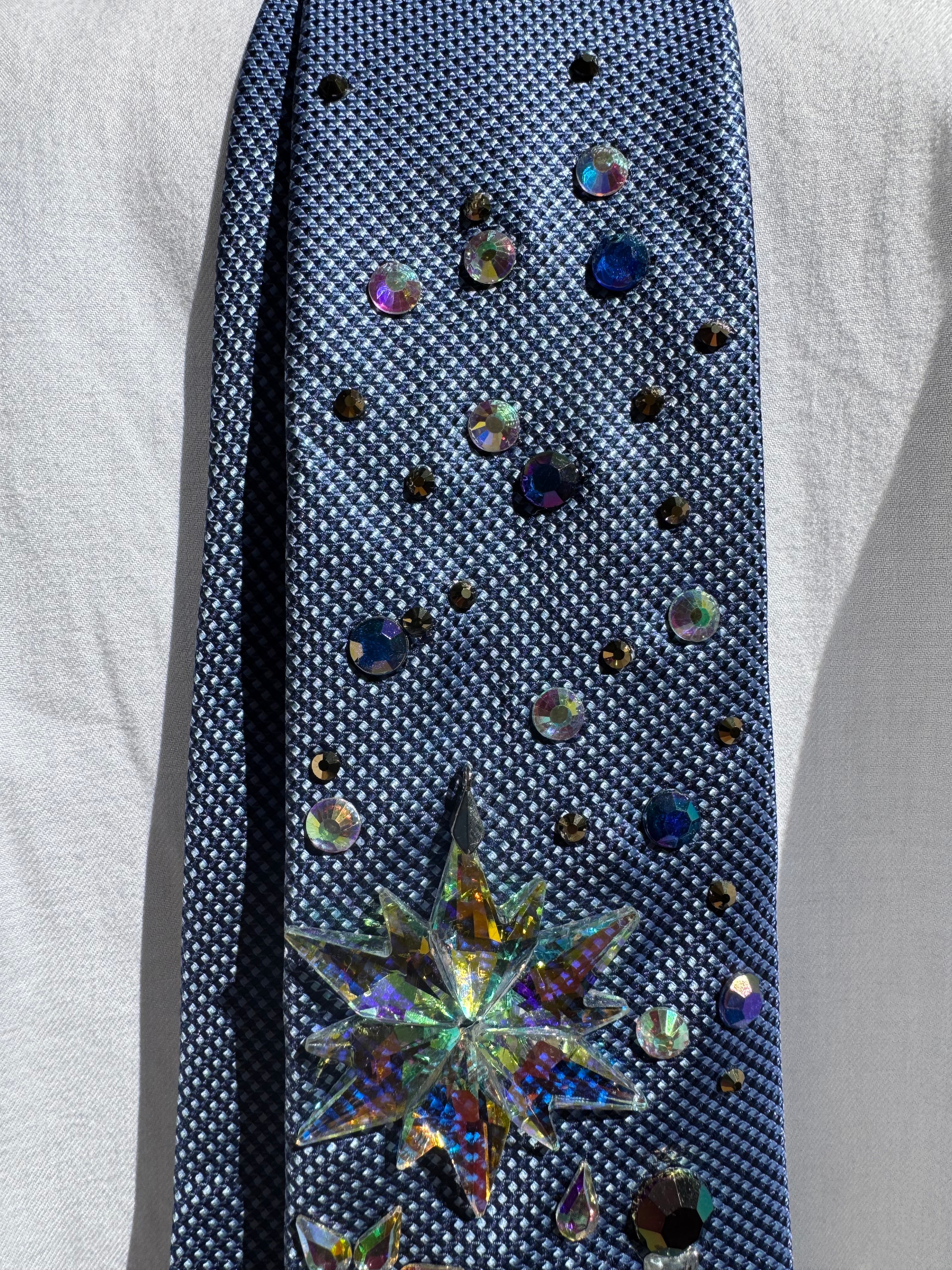 Blue Tall Glass Ice Castle in the Wintertime Royalty Tie