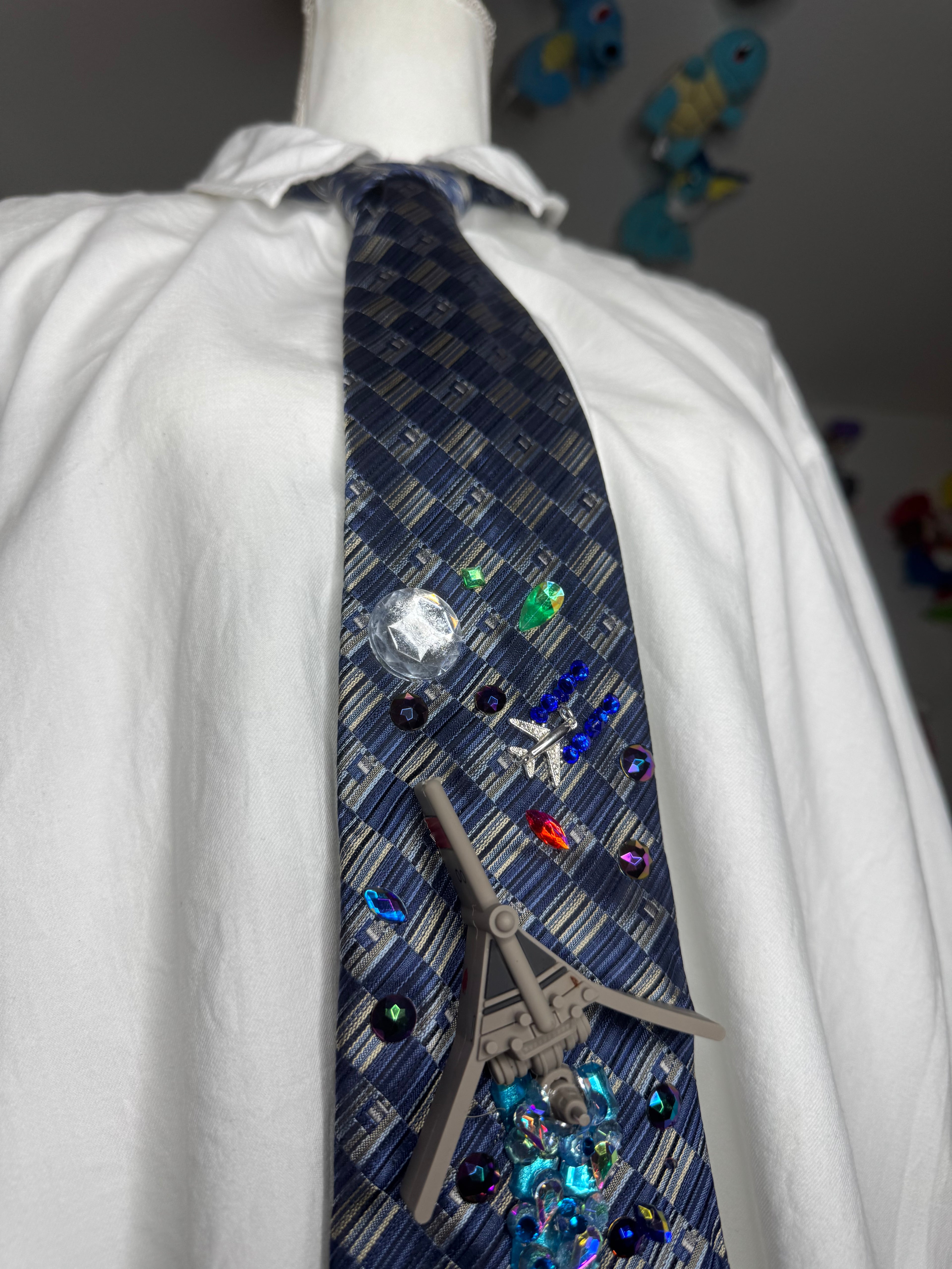 Navy Blue T16 Skyhopper Flying Through Combat Star Wars Tie