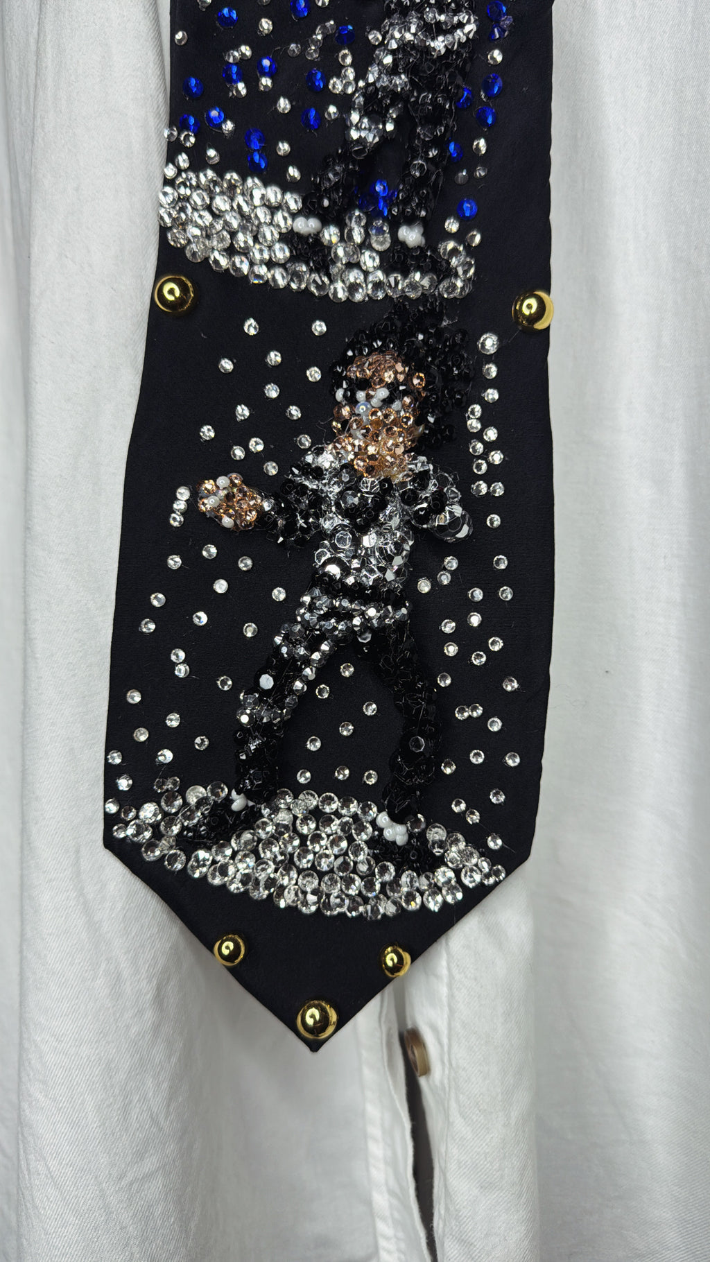 Black Michael Jackson Dancing in Spotlight Human Nature Outro at Wembly Concert Bad Tour 1988 Tie