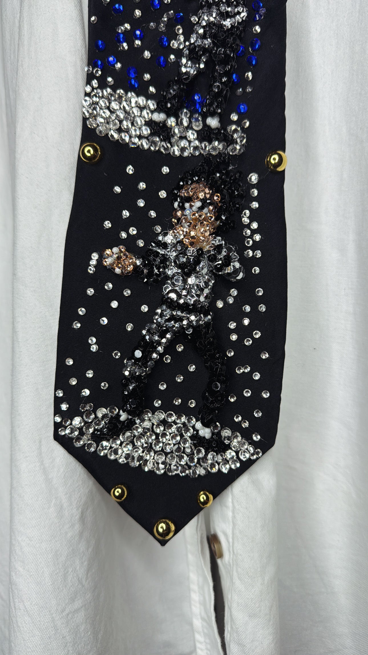 Black Michael Jackson Dancing in Spotlight Human Nature Outro at Wembly Concert Bad Tour 1988 Tie