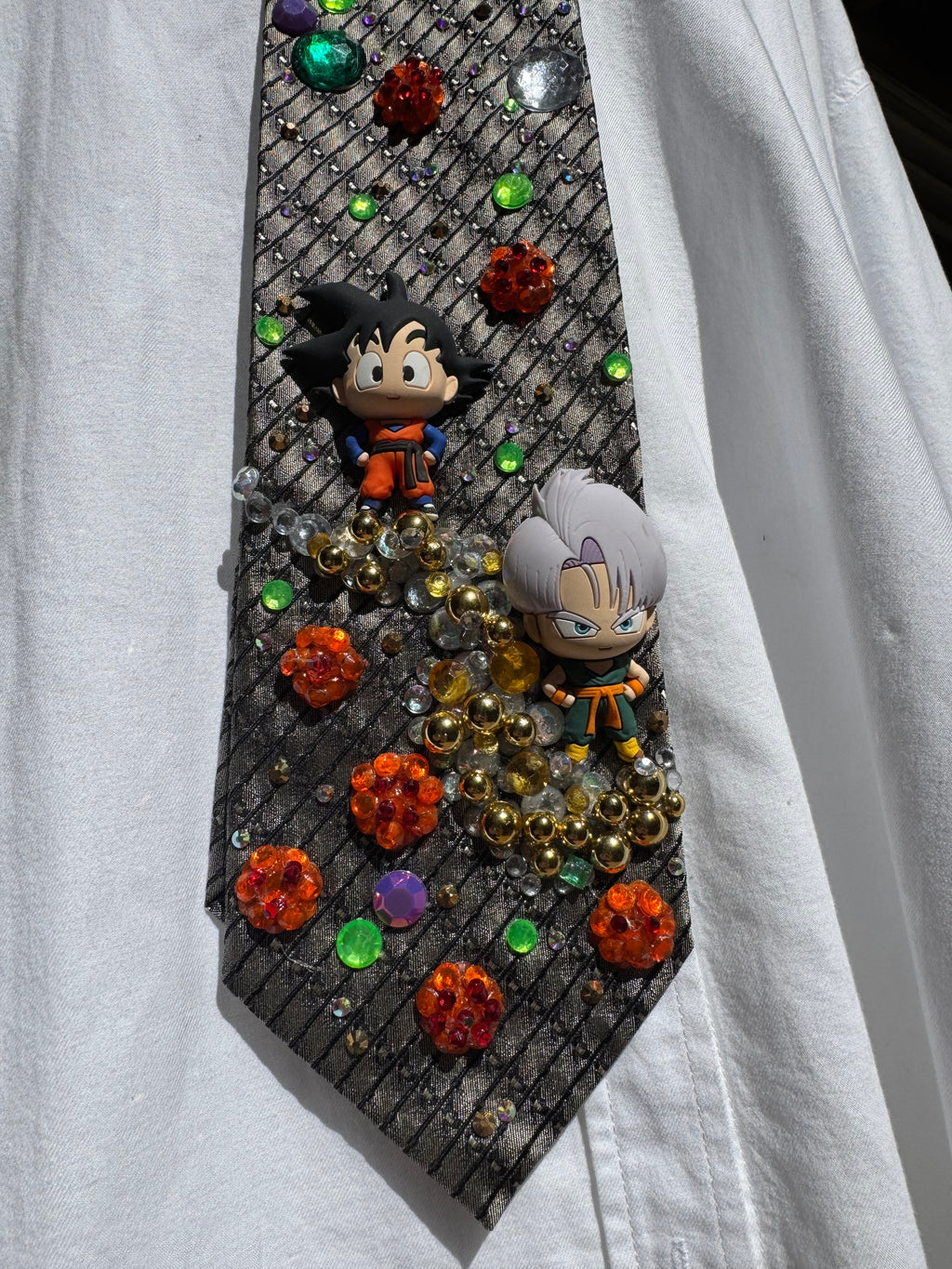 Grey Gohan and Trunkz Near All 7 Dragon Balls DBZ Tie