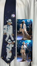 Navy Blue Michael Jackson Double Dance Pose Scene From Smooth Criminal Short Film Tie
