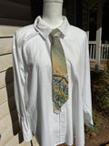 Green and Yellow Striped Overview of River and Treasured Meadow Nature Royalty Tie