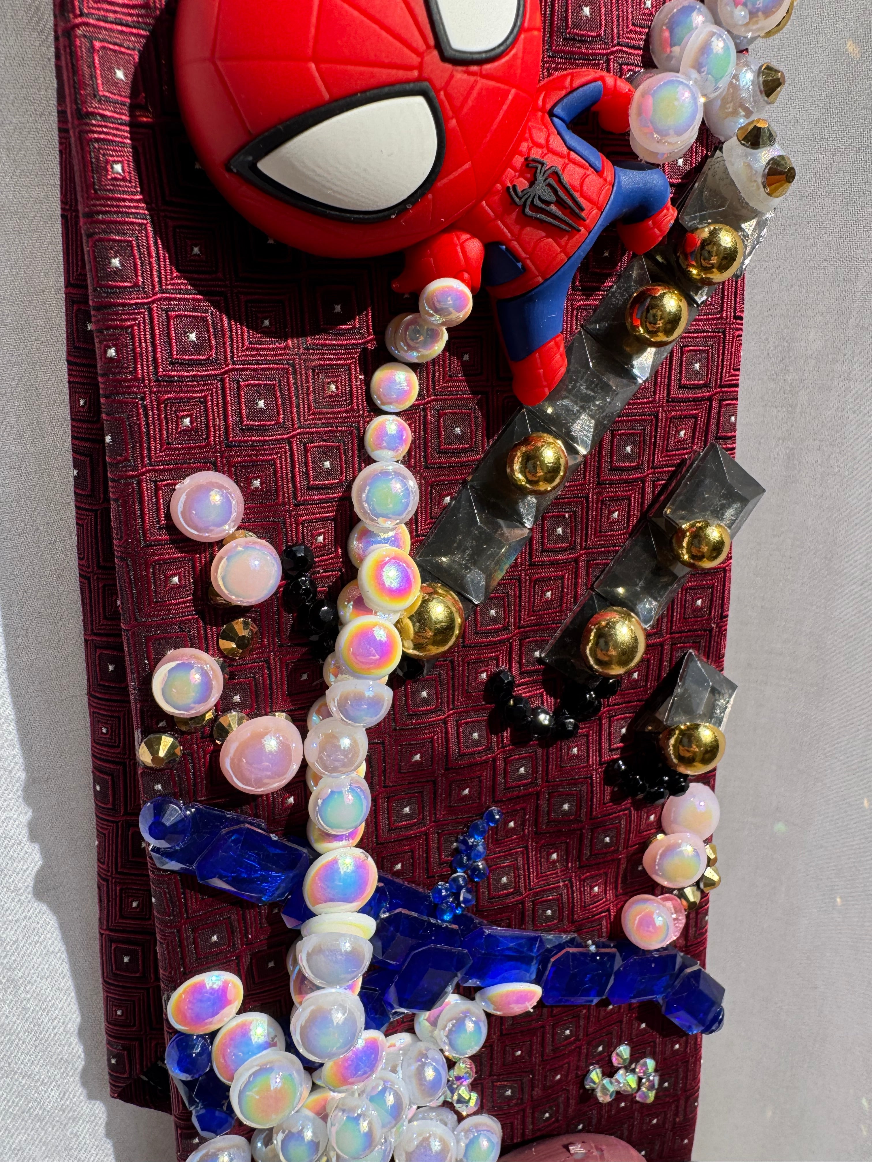 Burgundy Spiderman Webbing Doctor Octopus in Chinatown Movie Tie