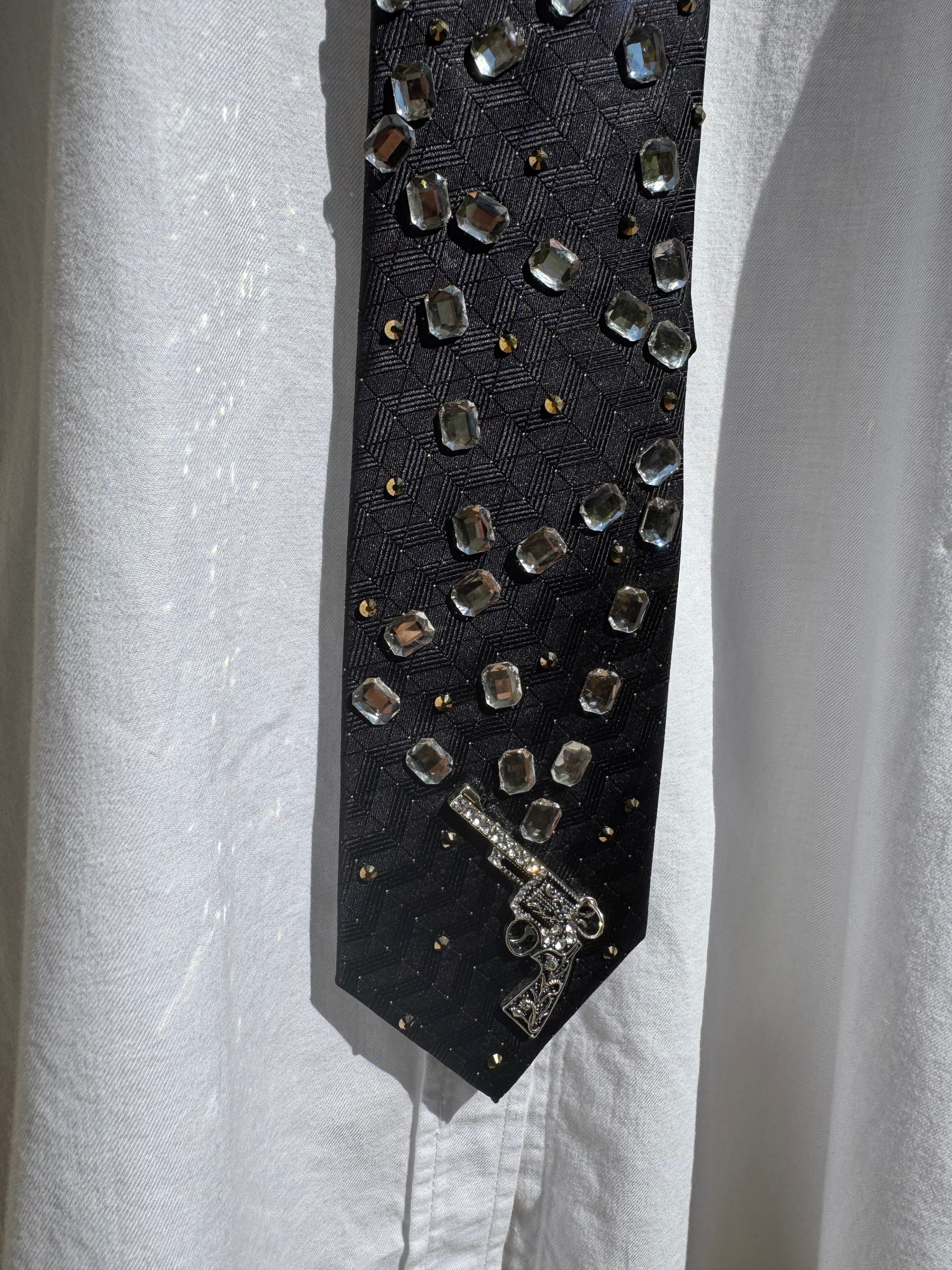 Black Ricocheting Bullet Baguette Trail Western Royalty Tie
