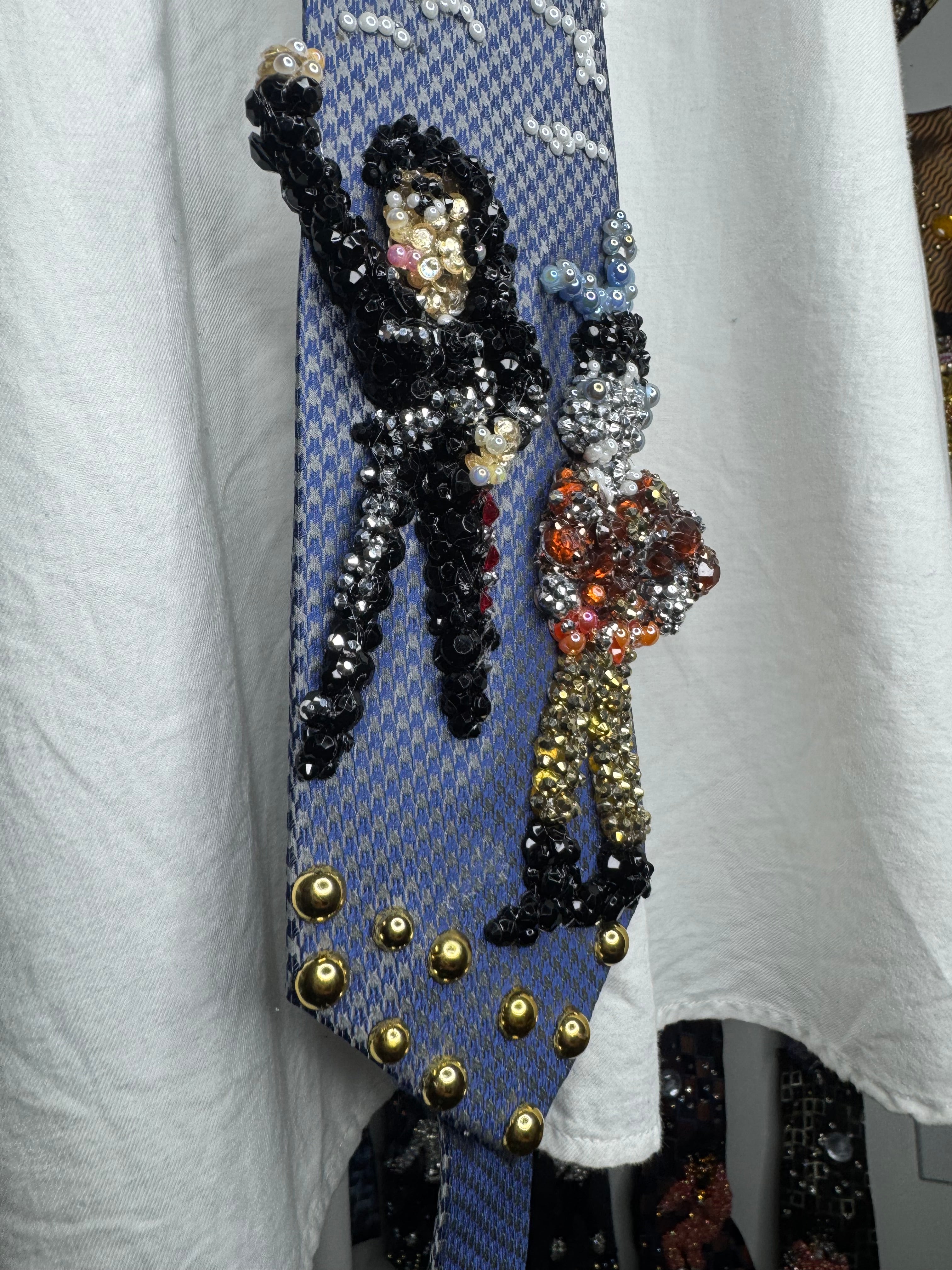 Blue and Grey Michael Jackson and Spike Having Dance Battle In Speed Demon Short Film Tie
