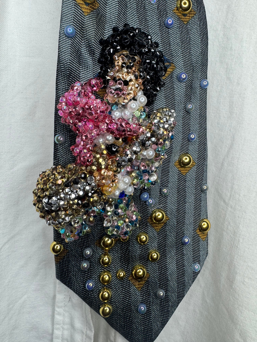 Cyan Blue Prince In Colorful Spotted Outfit with Pink Scarf Rocking Out Performing Tie