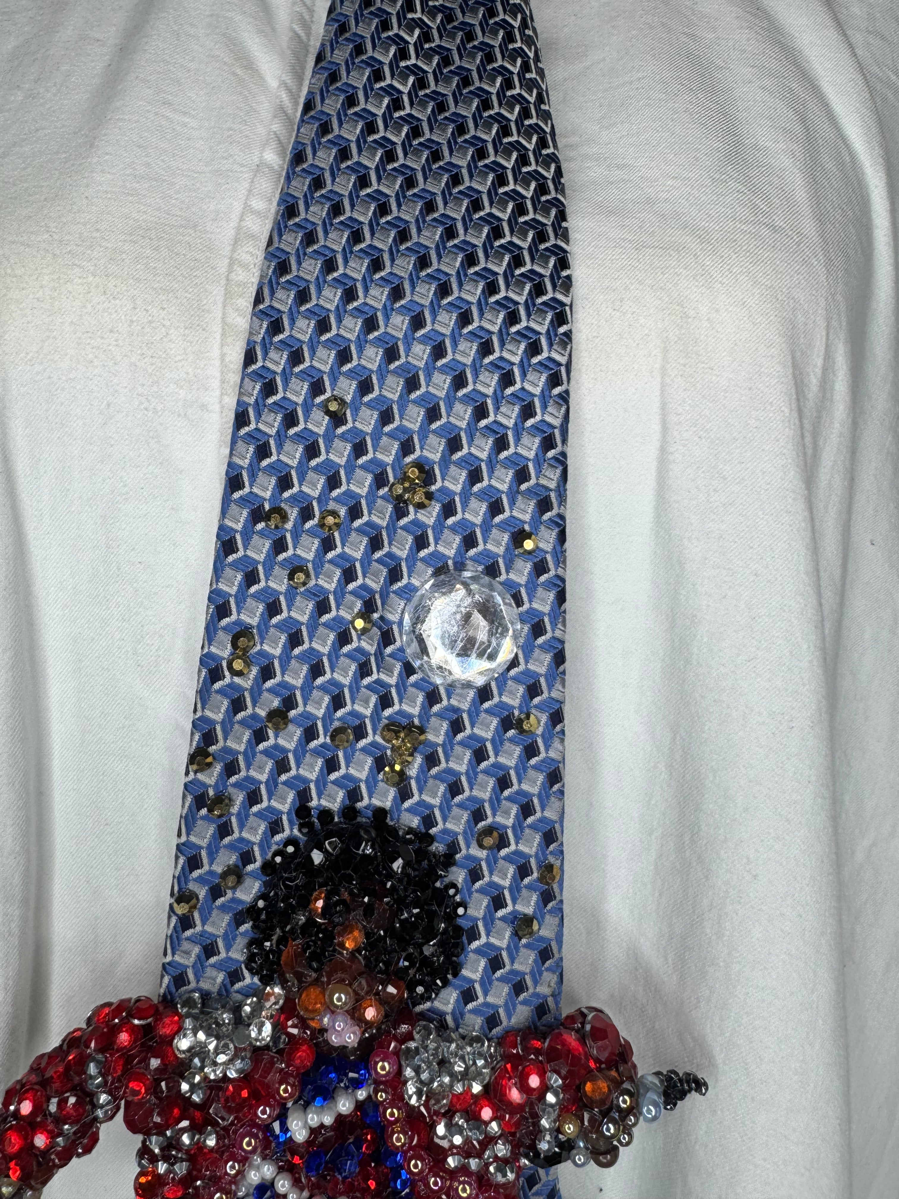 Blue Michael Jackson Hitting Arms Out Thrust Move To Beat It Victory Tour 1984 Tie