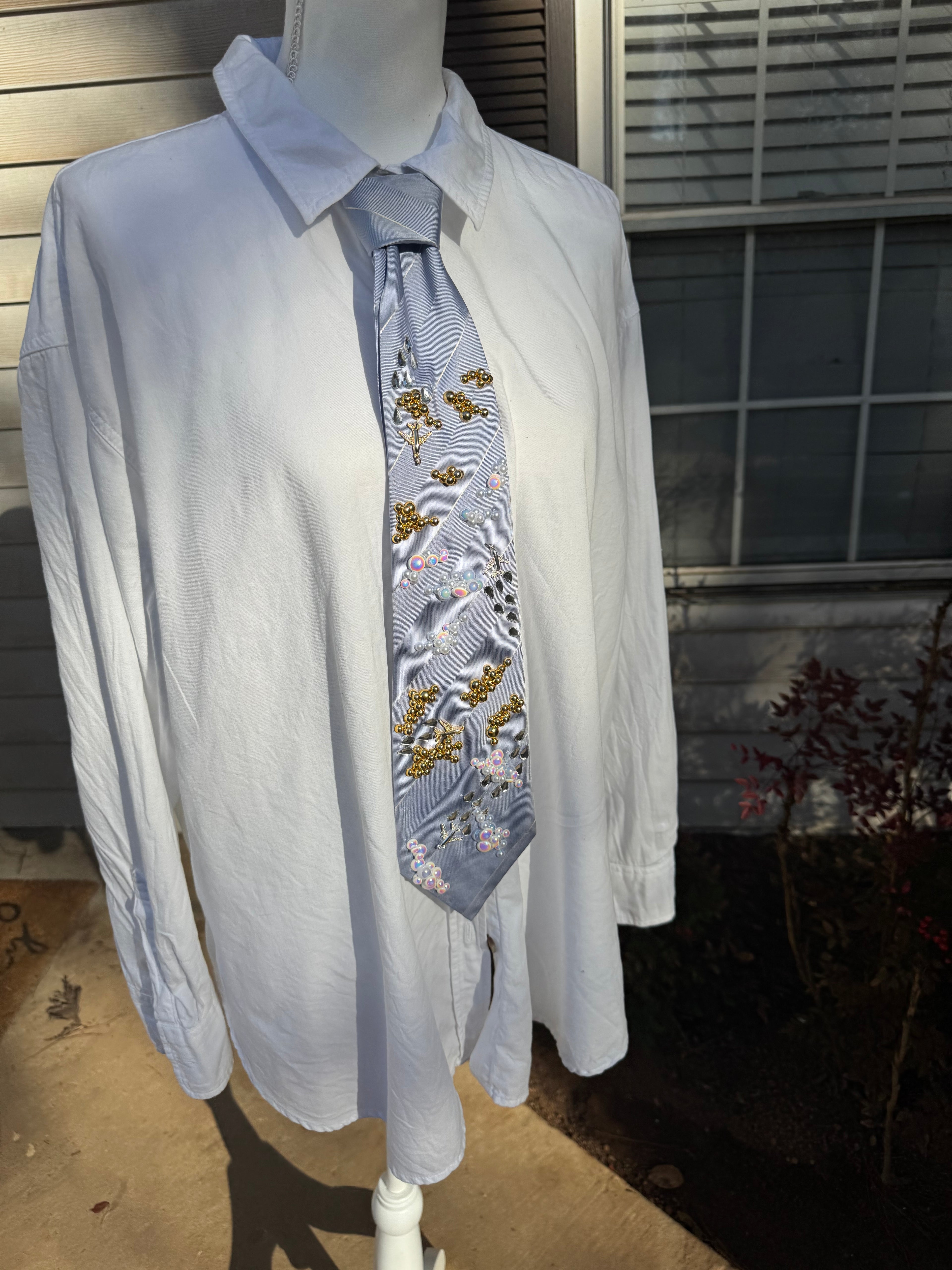 Light Blue Gold/White Clouds and Airplanes Pilot Tie