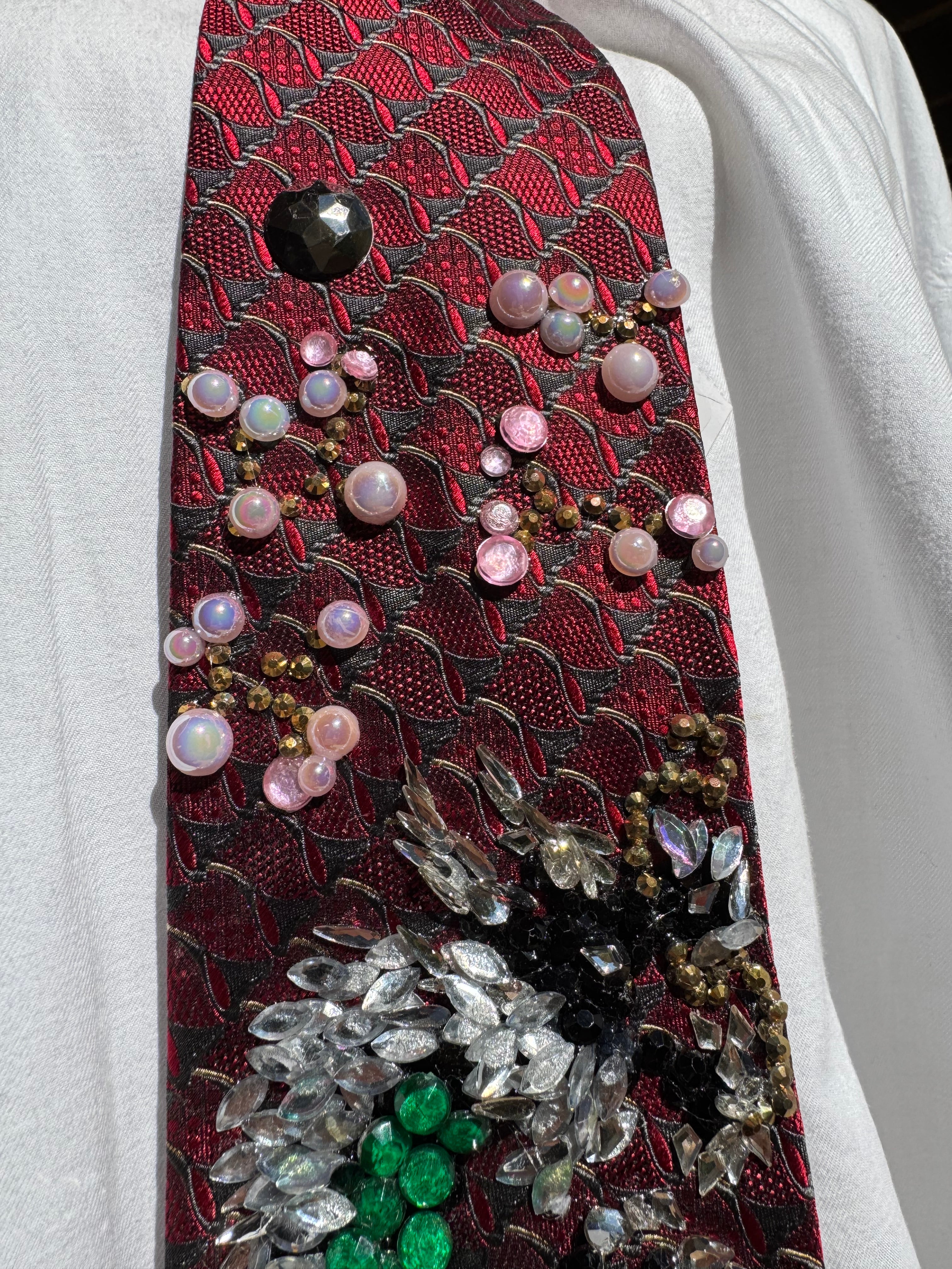 Red Scaled Black Samurai Dragon Royalty Tie