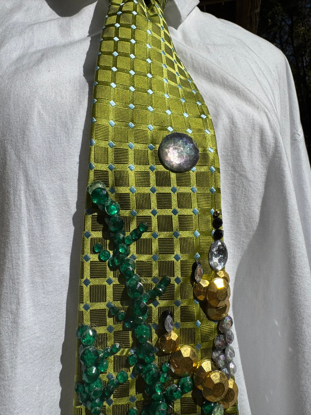 Lime Green Pearl Panda in Bamboo Forest Nature Royalty Tie