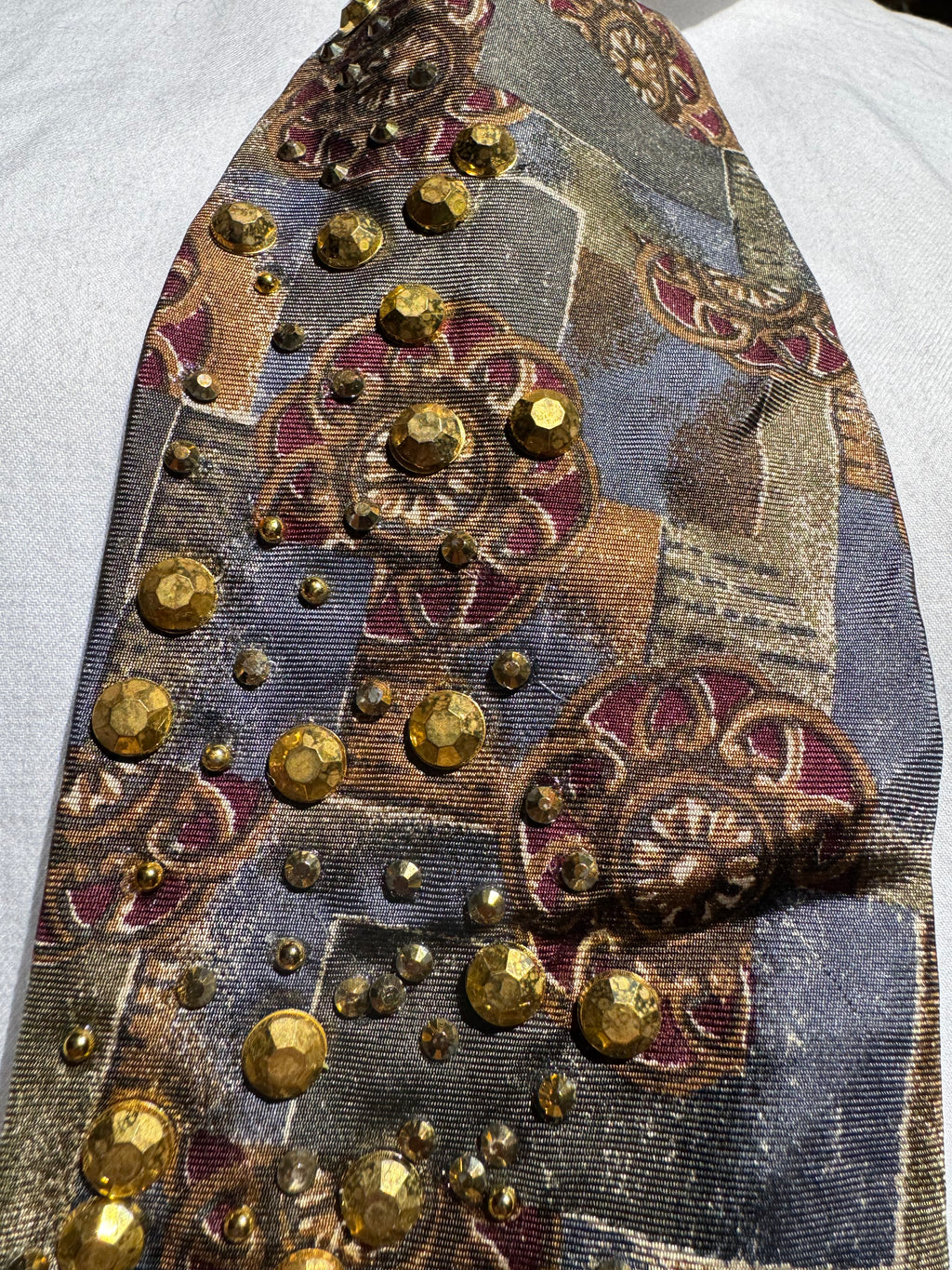 Gold and Grey Renaissance Printed Gold Asteroid Breaking Compass Space Royalty Tie