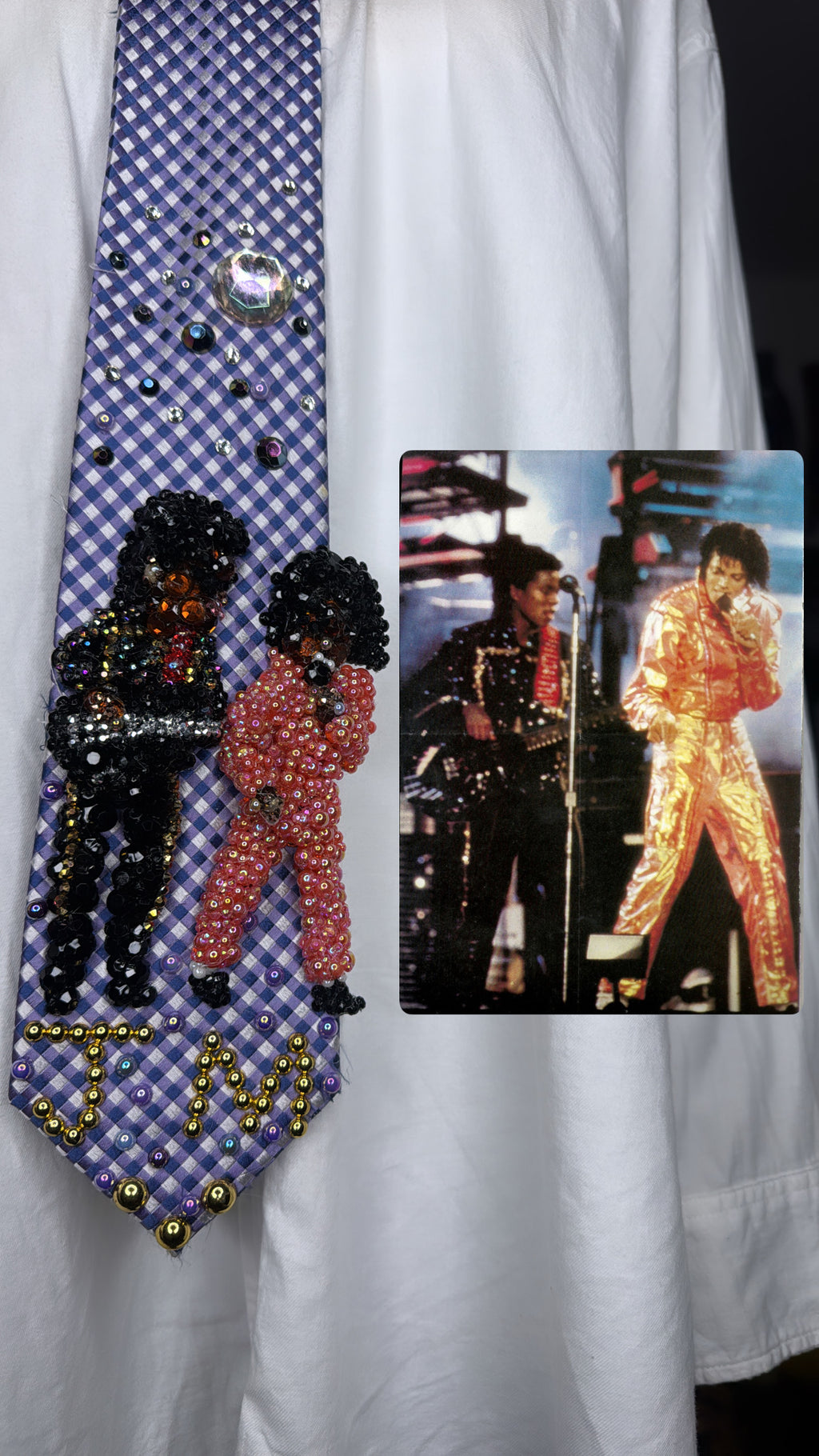 Purple Michael & Jermaine Jackson Performing Workin Day n Night Live for Victory Tour 1984 Tie
