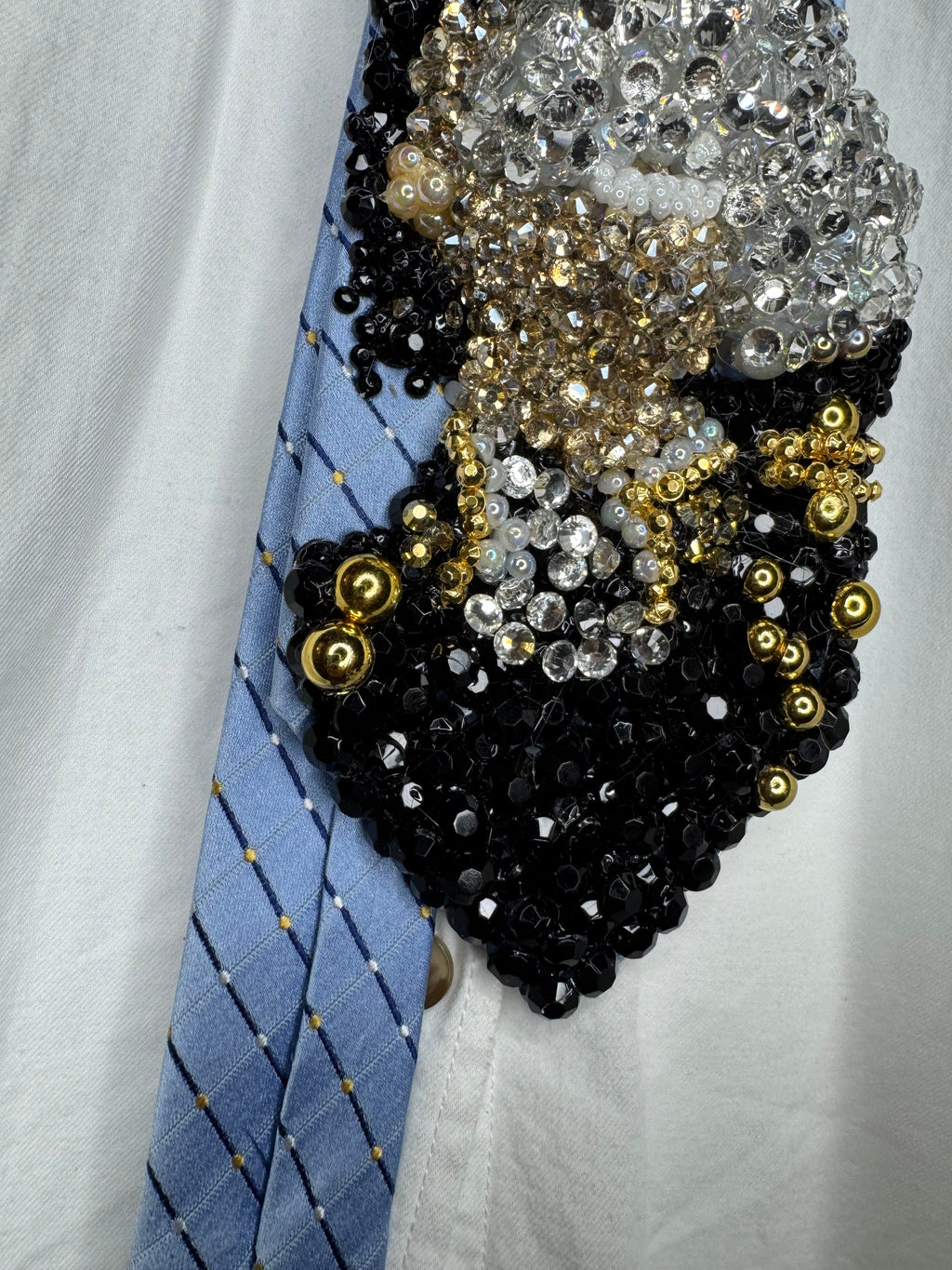 Sky Blue Michael Jackson White Glove Over Face Smiling at the Guinness Book Of World Records 1984 Tie