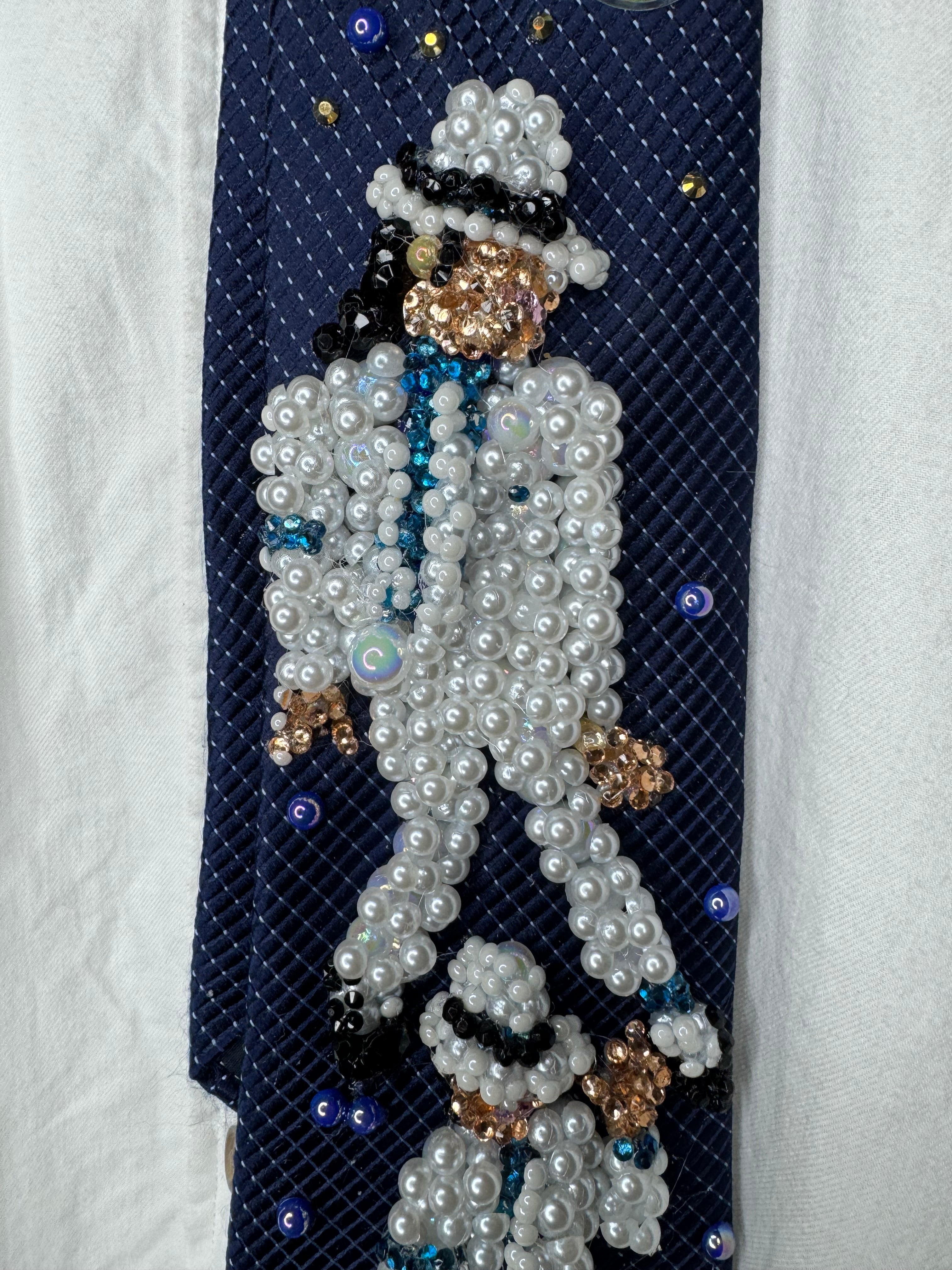 Navy Blue Michael Jackson Double Dance Pose Scene From Smooth Criminal Short Film Tie