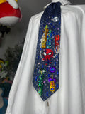 Navy Blue Spiderman Swinging Through City At Night in the Rain Tie