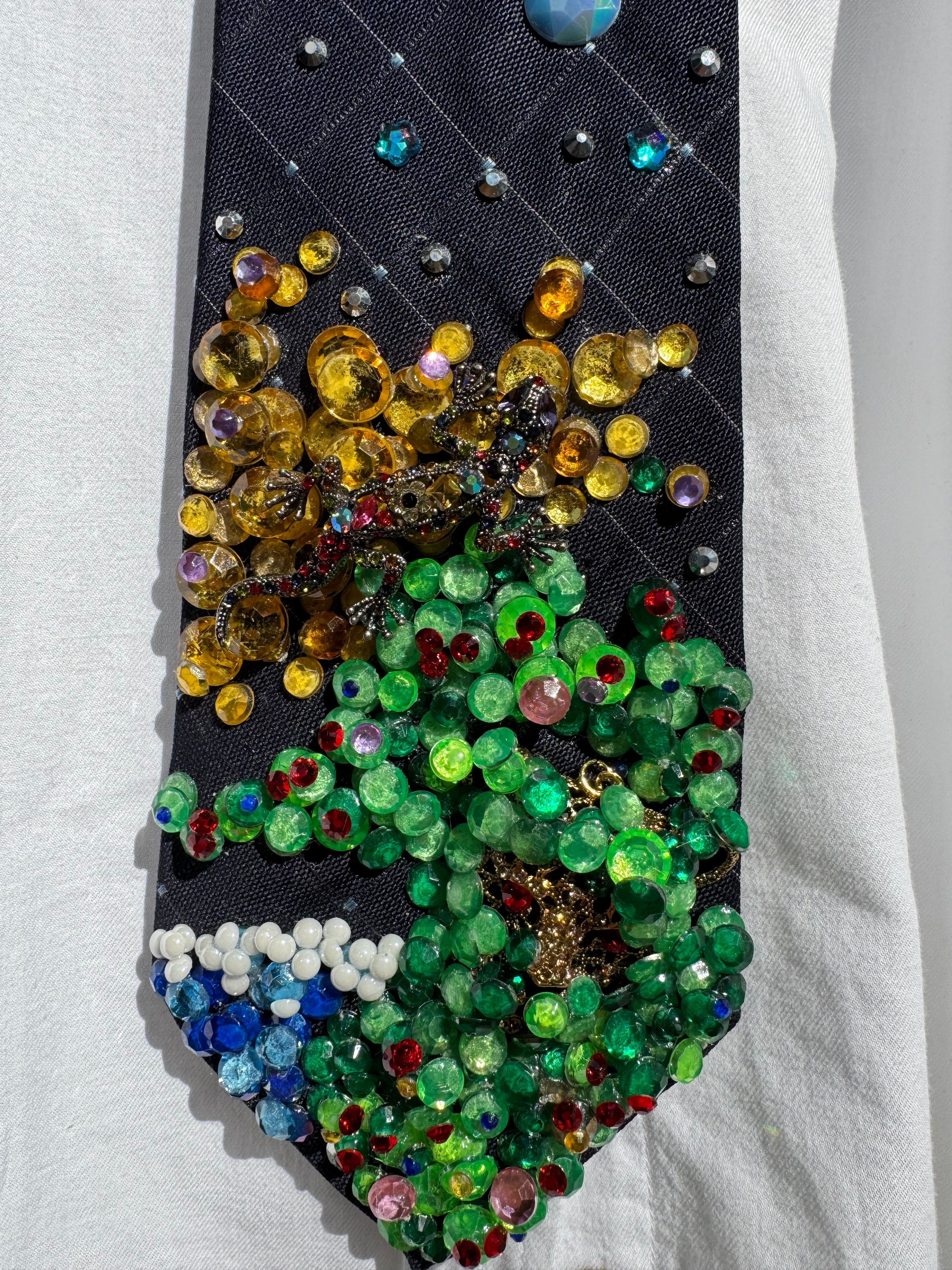 Navy Blue Hidden Mad Jaguar Nature Royalty Tie