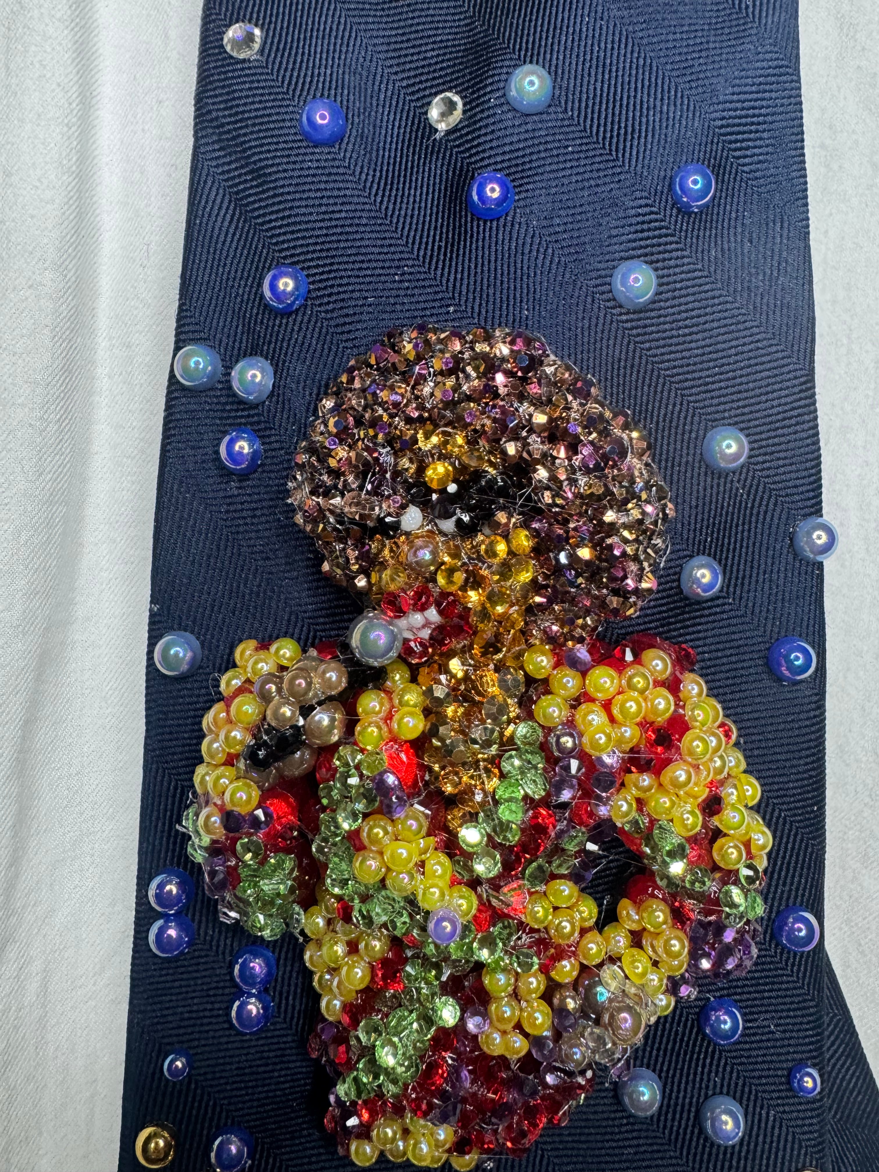 Navy Blue Whitney Houston in Royal Red Colorful Floral Blazer Dress Performing Live Tie