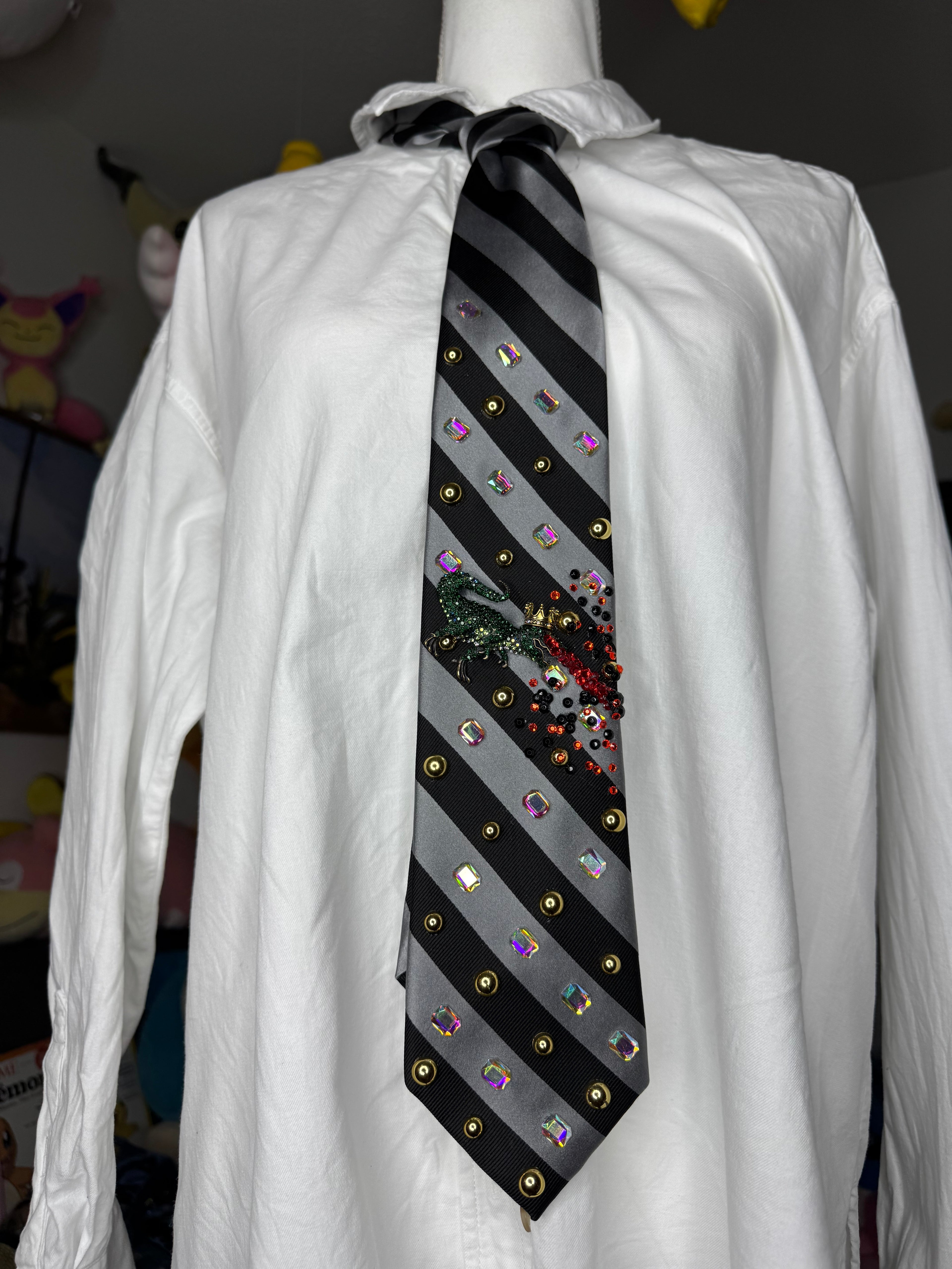 Black and Grey Laser Eye Trex Attacking Tie