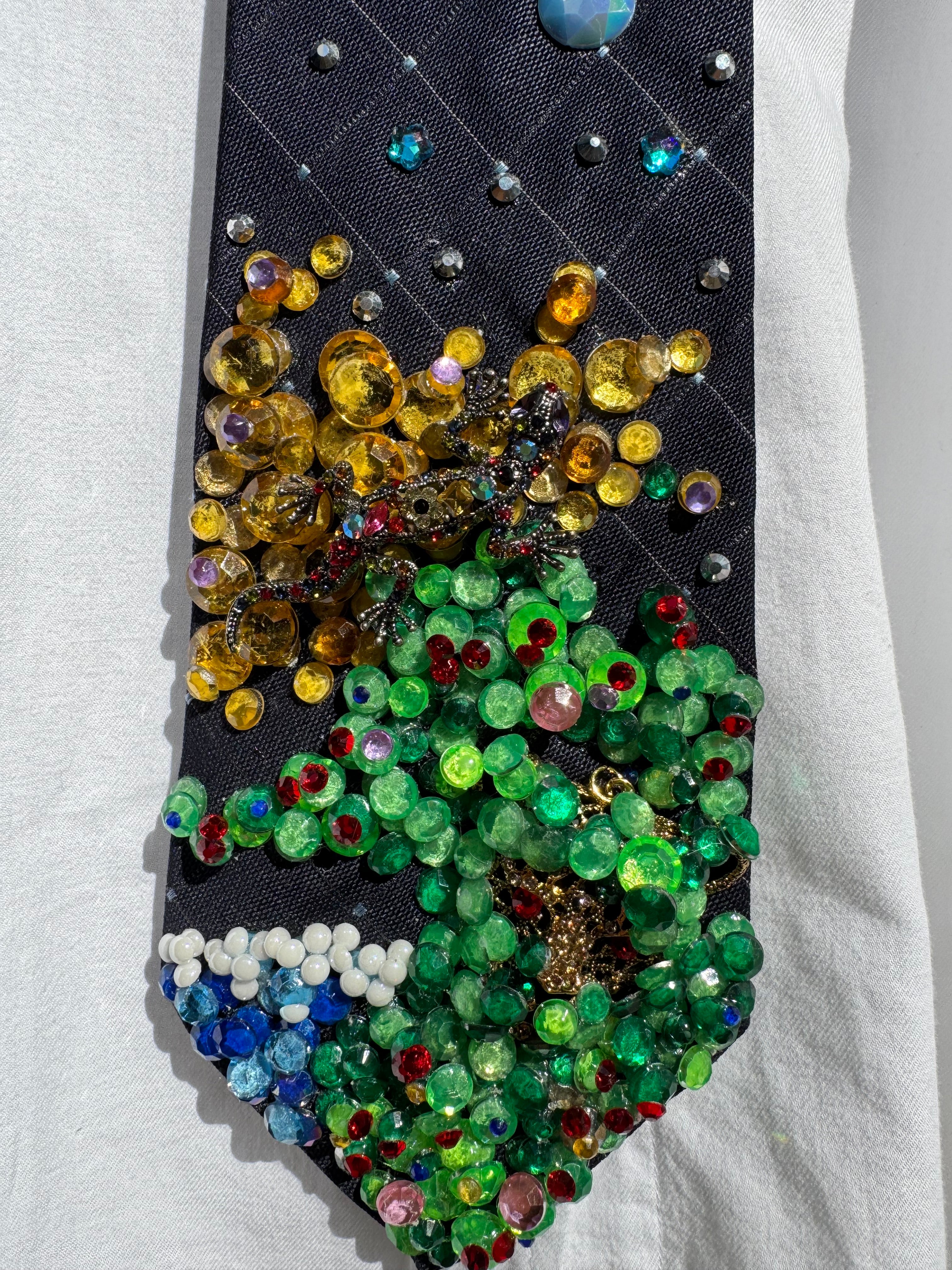 Navy Blue Hidden Mad Jaguar Nature Royalty Tie