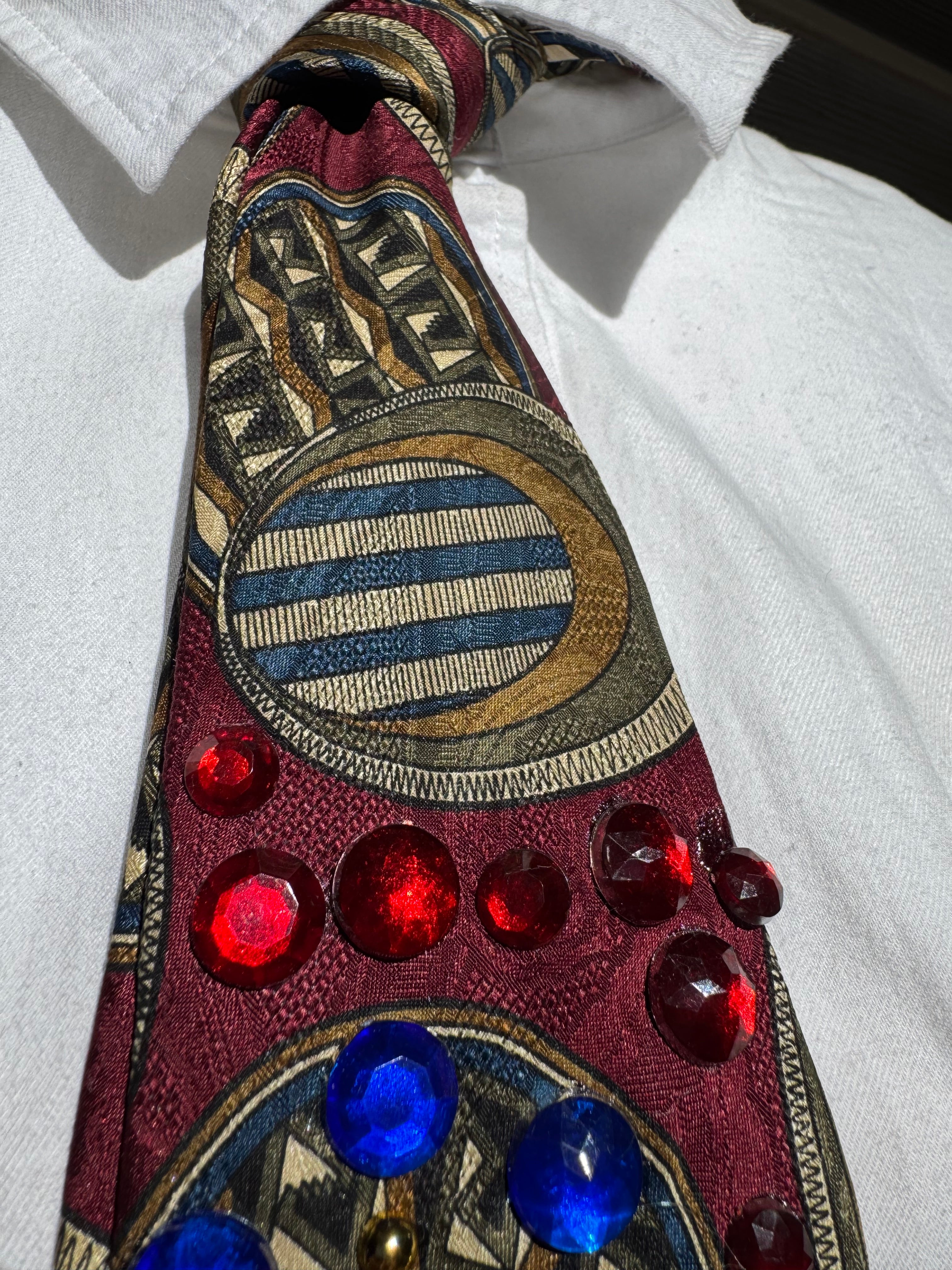 Red Futuristic Oval Bowling Royalty Tie
