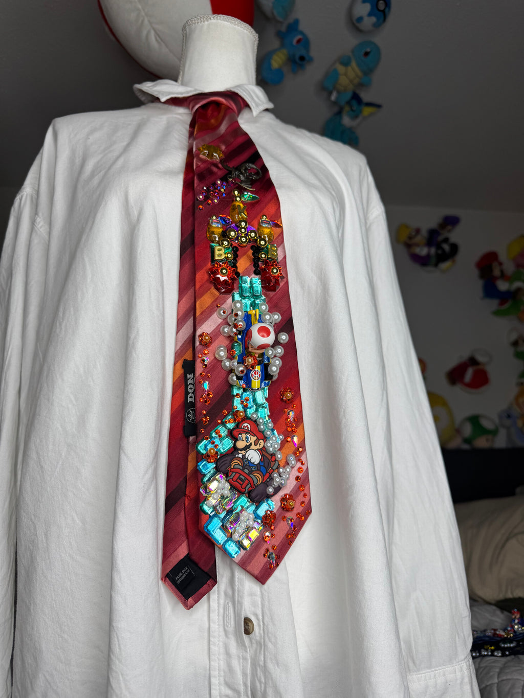 Red Striped Mario Vs Toad on Bowsers Castle 200cc Mario Kart Tie
