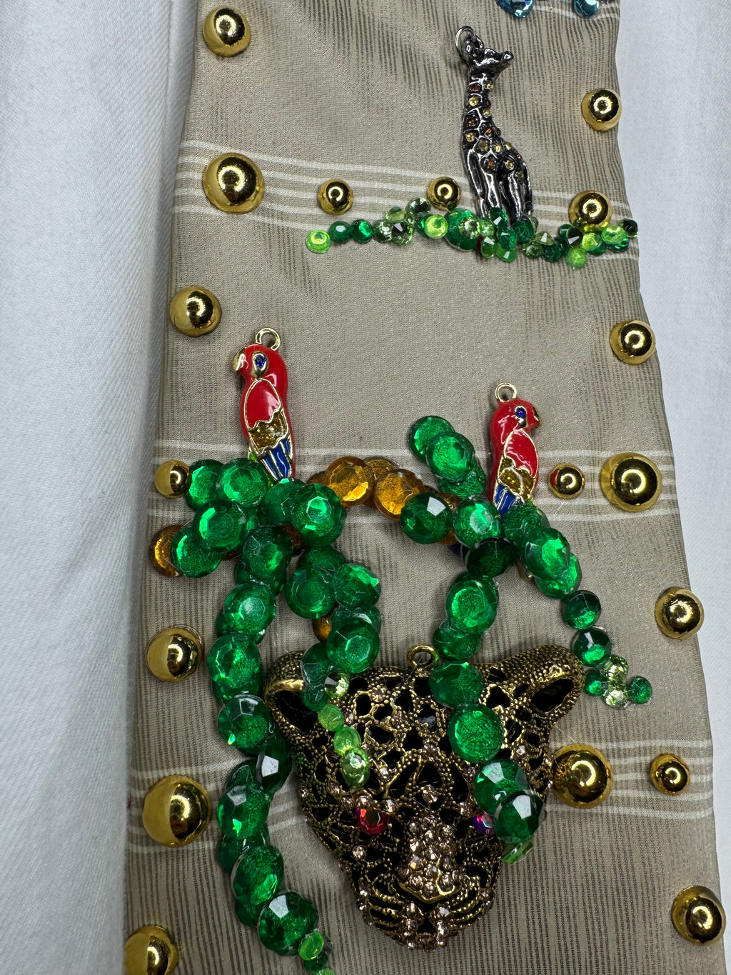 Beige Luxurious Peek of The Safari Nature Royalty Tie