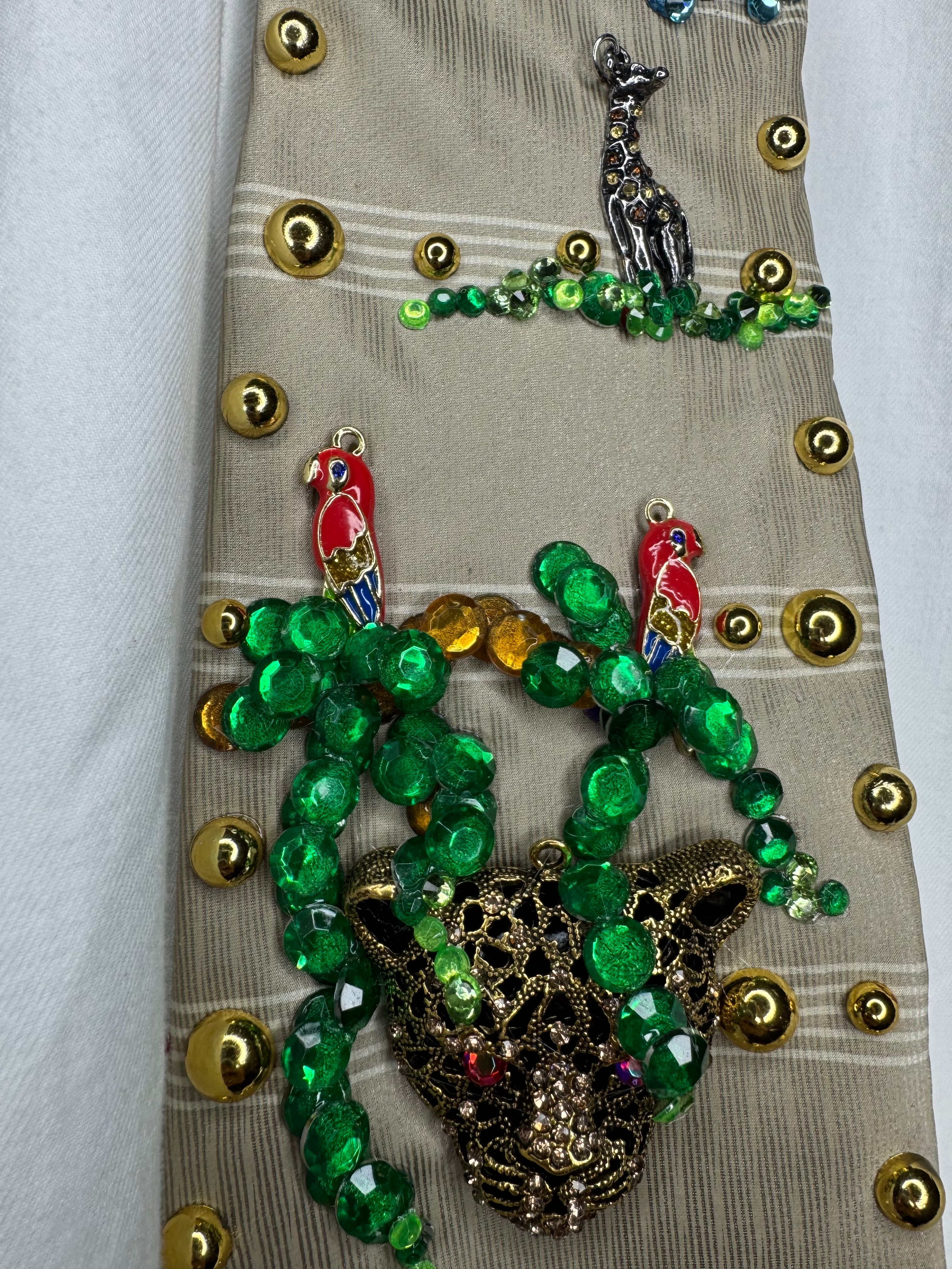 Beige Luxurious Peek of The Safari Nature Royalty Tie