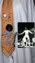 Orange Teen Michael Jackson Hitting Head Shimmy in All White Silver Outfit in London for Destiny Tour 1979 Jacksons Tie