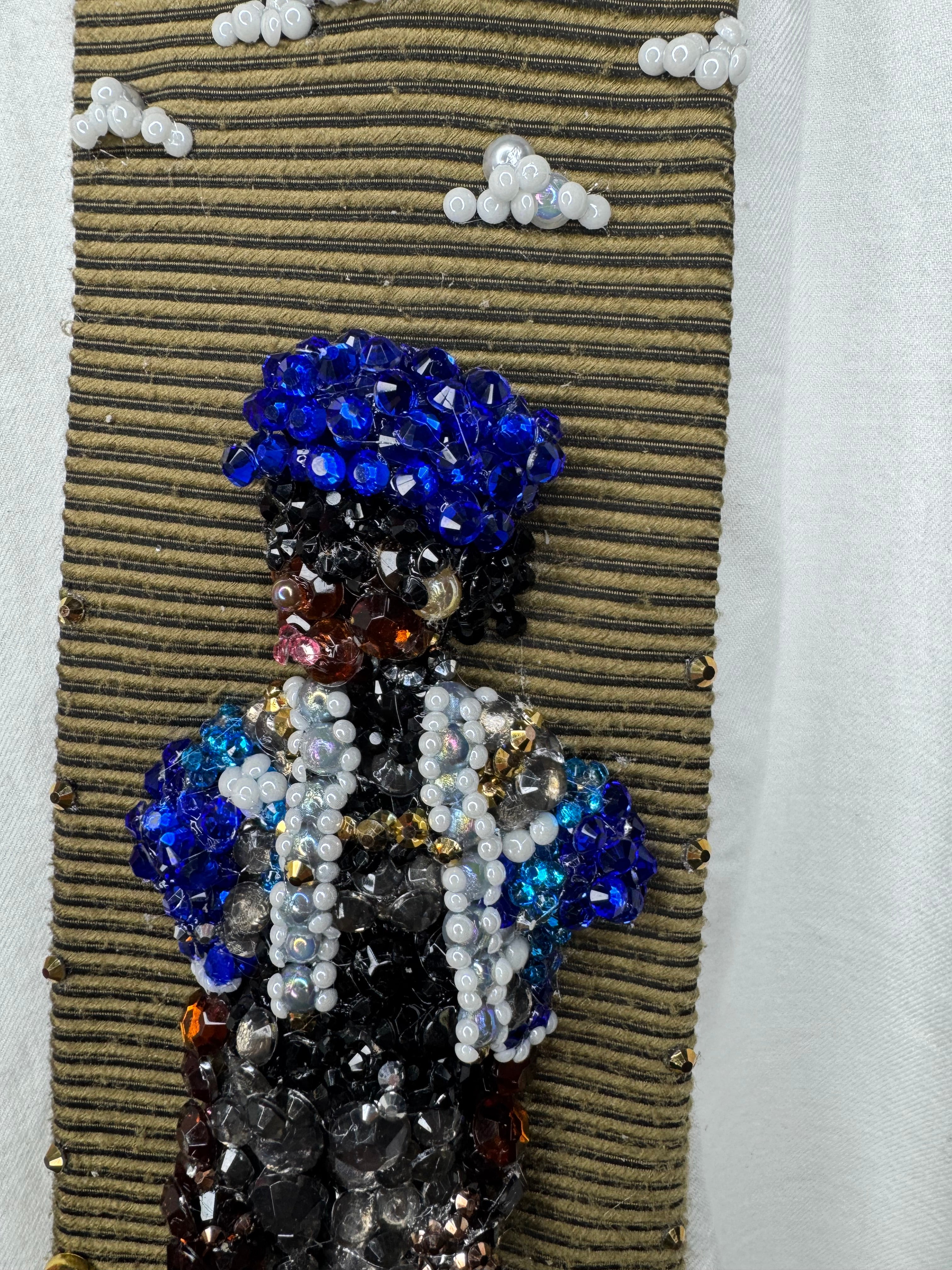 Gold Michael Jackson in Royal Blue Plaid Shirt and Beret Hat for “Say Say Say” Music Video Tie