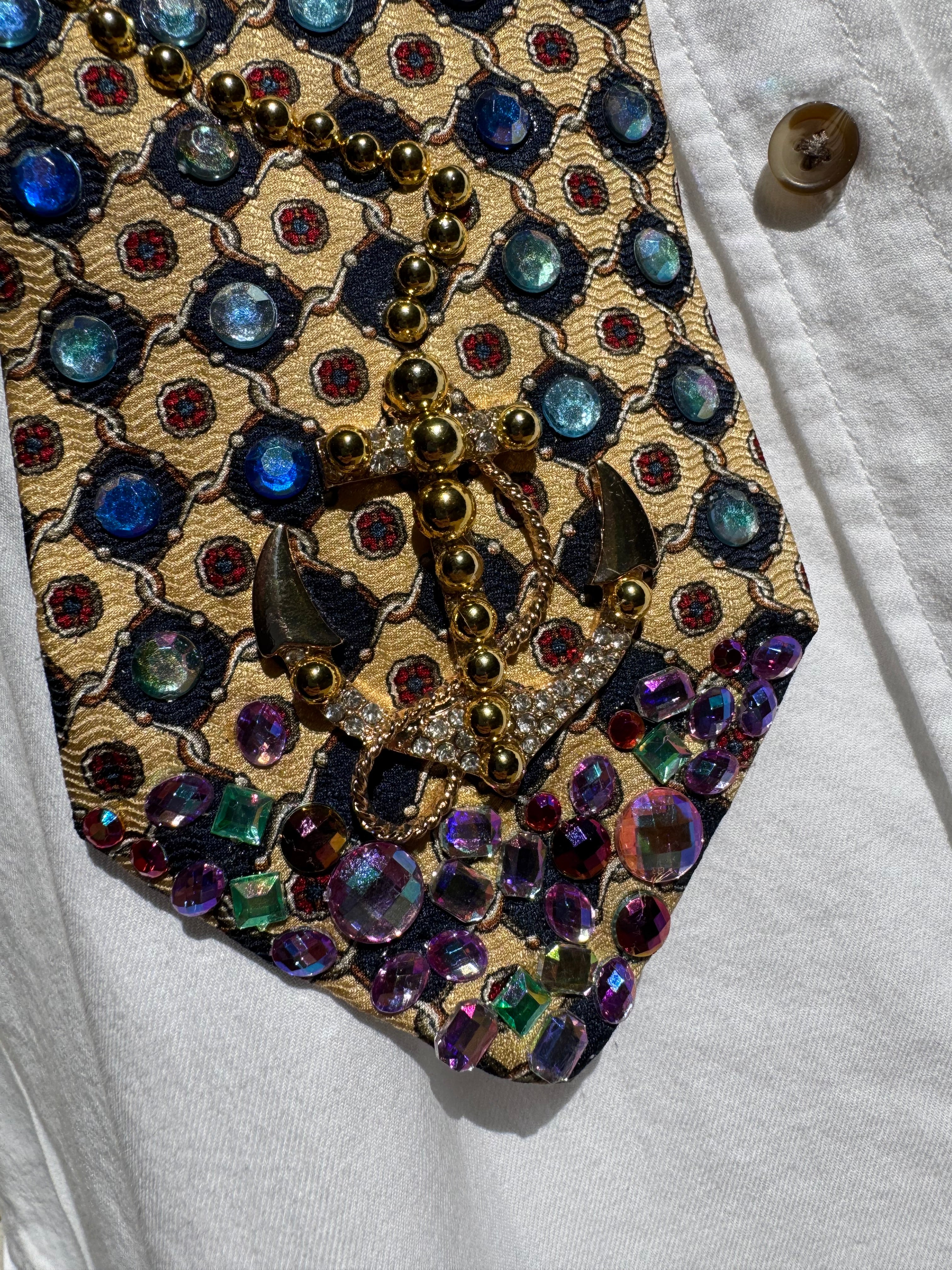 Light Brown Ocean View Anchored Nautical Royalty Tie