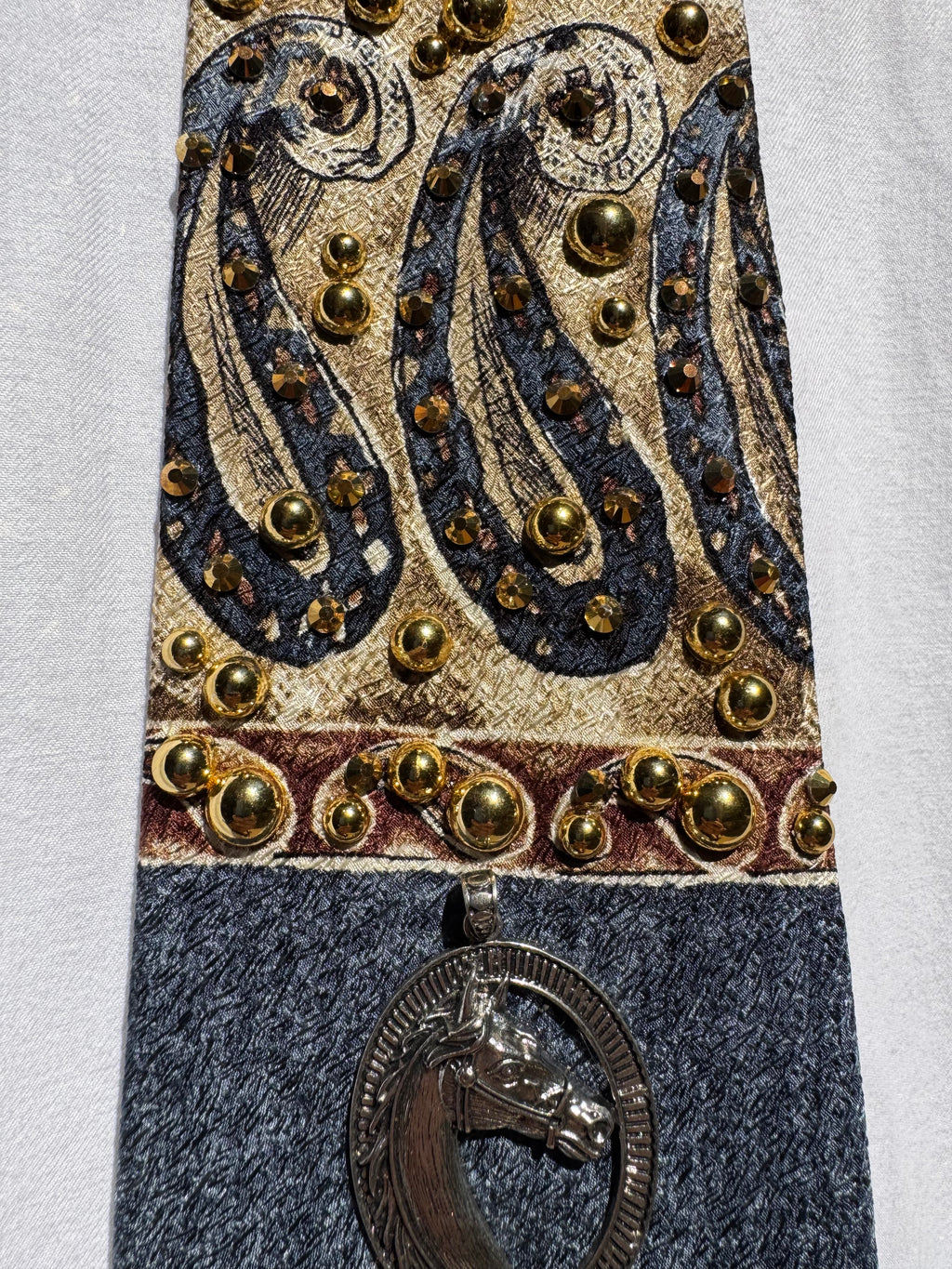 Navy Blue Horse Rider Equestrian Western Tie