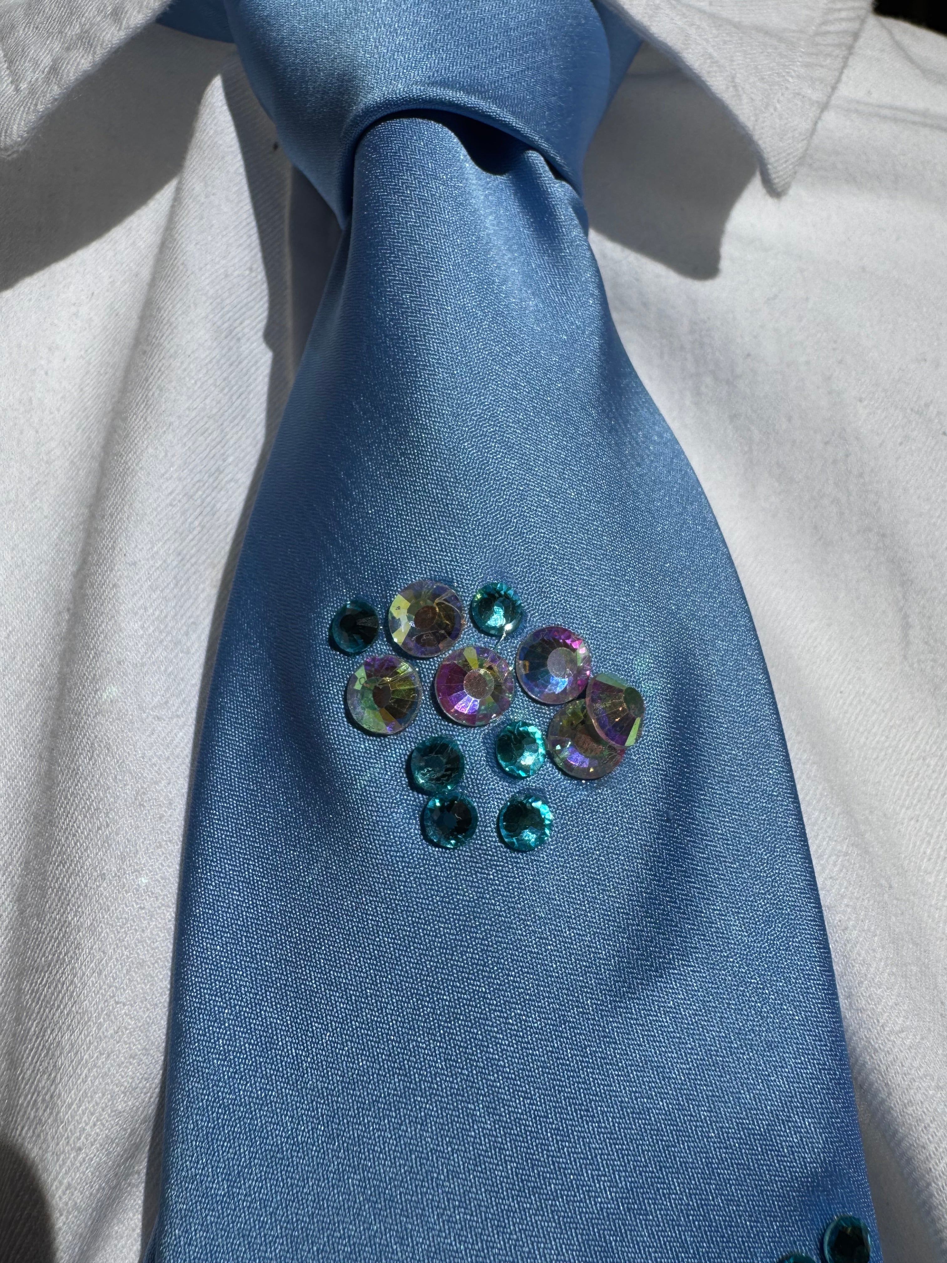 Sky Blue Scattered Coral Gemstones Royalty Tie