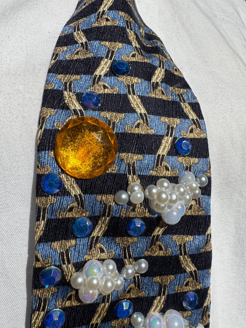 Navy Blue Aztec Longhorn Western Royalty Tie