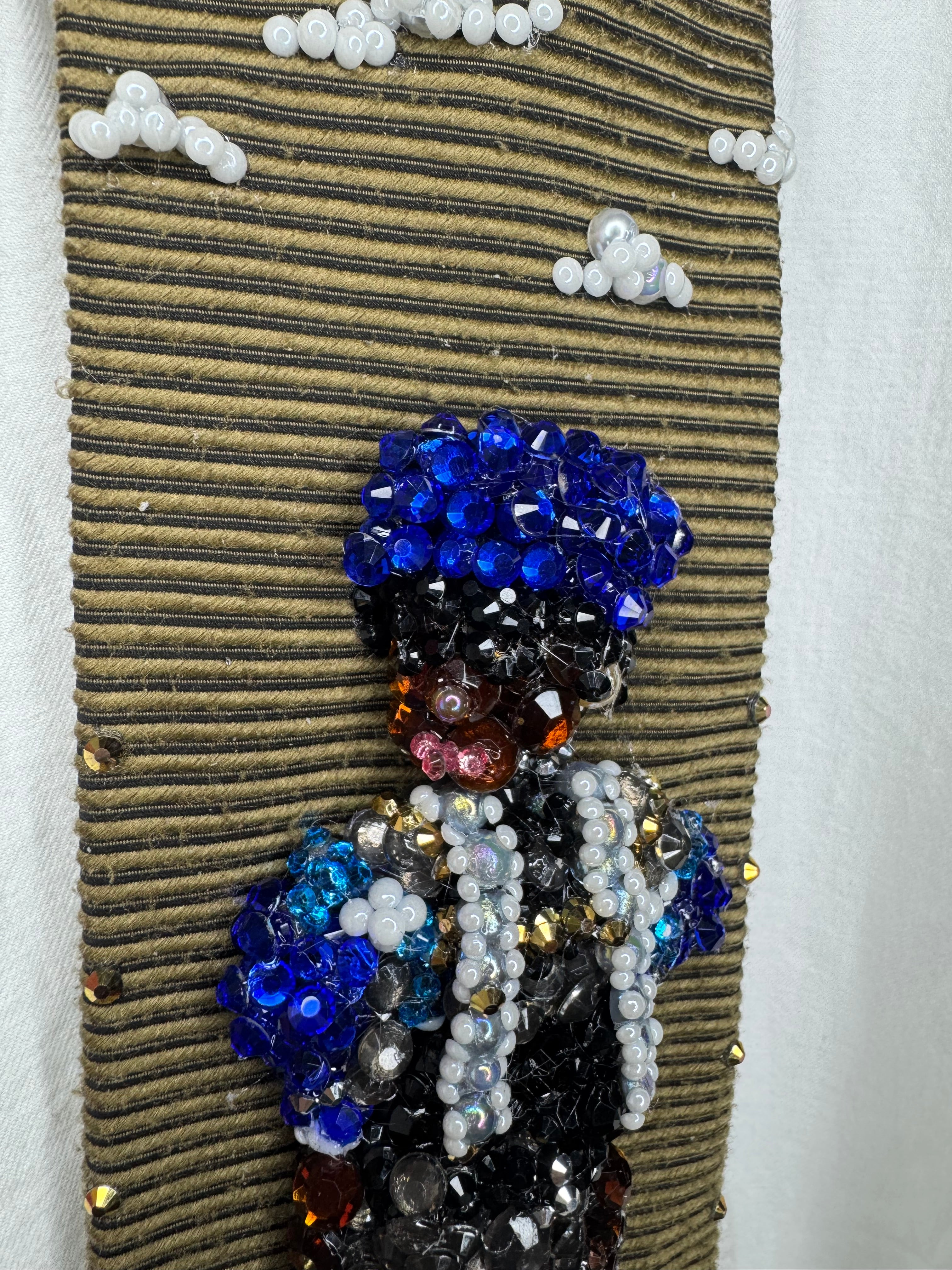 Gold Michael Jackson in Royal Blue Plaid Shirt and Beret Hat for “Say Say Say” Music Video Tie