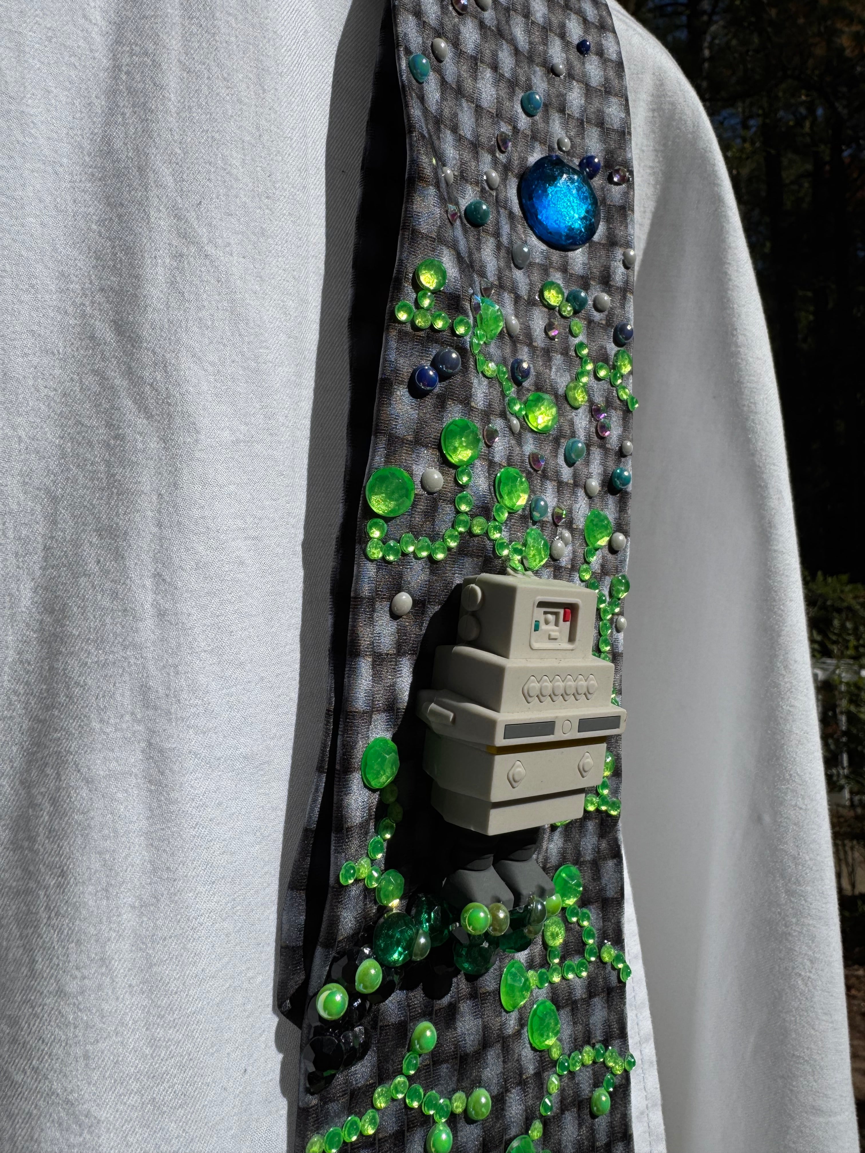 Navy Blue and Grey Gonk Droid Computer Chip Star Wars Tie