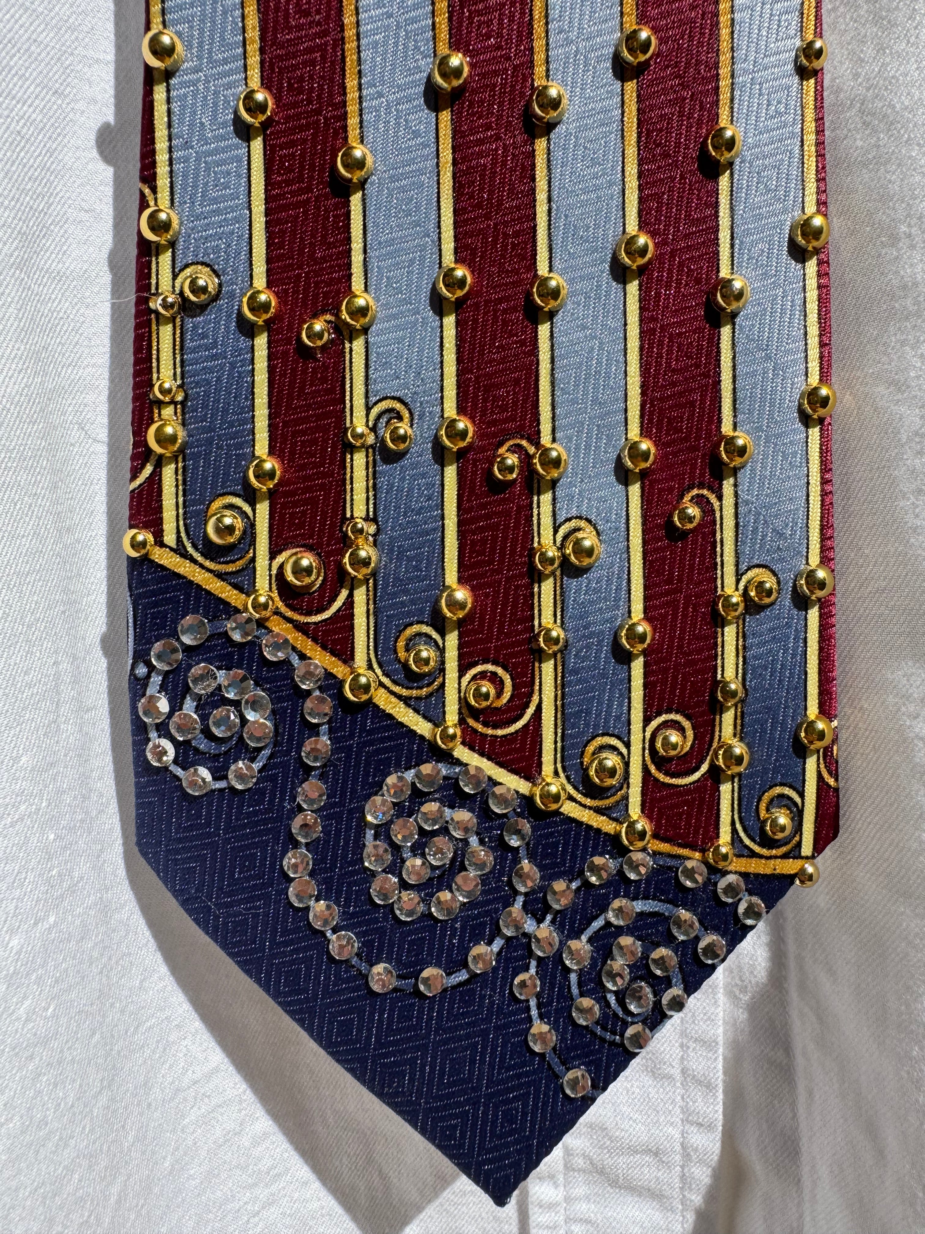 Navy Blue and Burgundy Wonder Woman High Class Royalty Tie