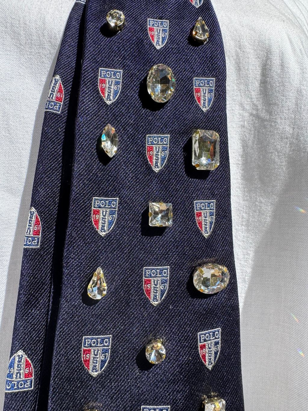 Navy Blue Polo Anchored Nautical High Class Royalty Tie
