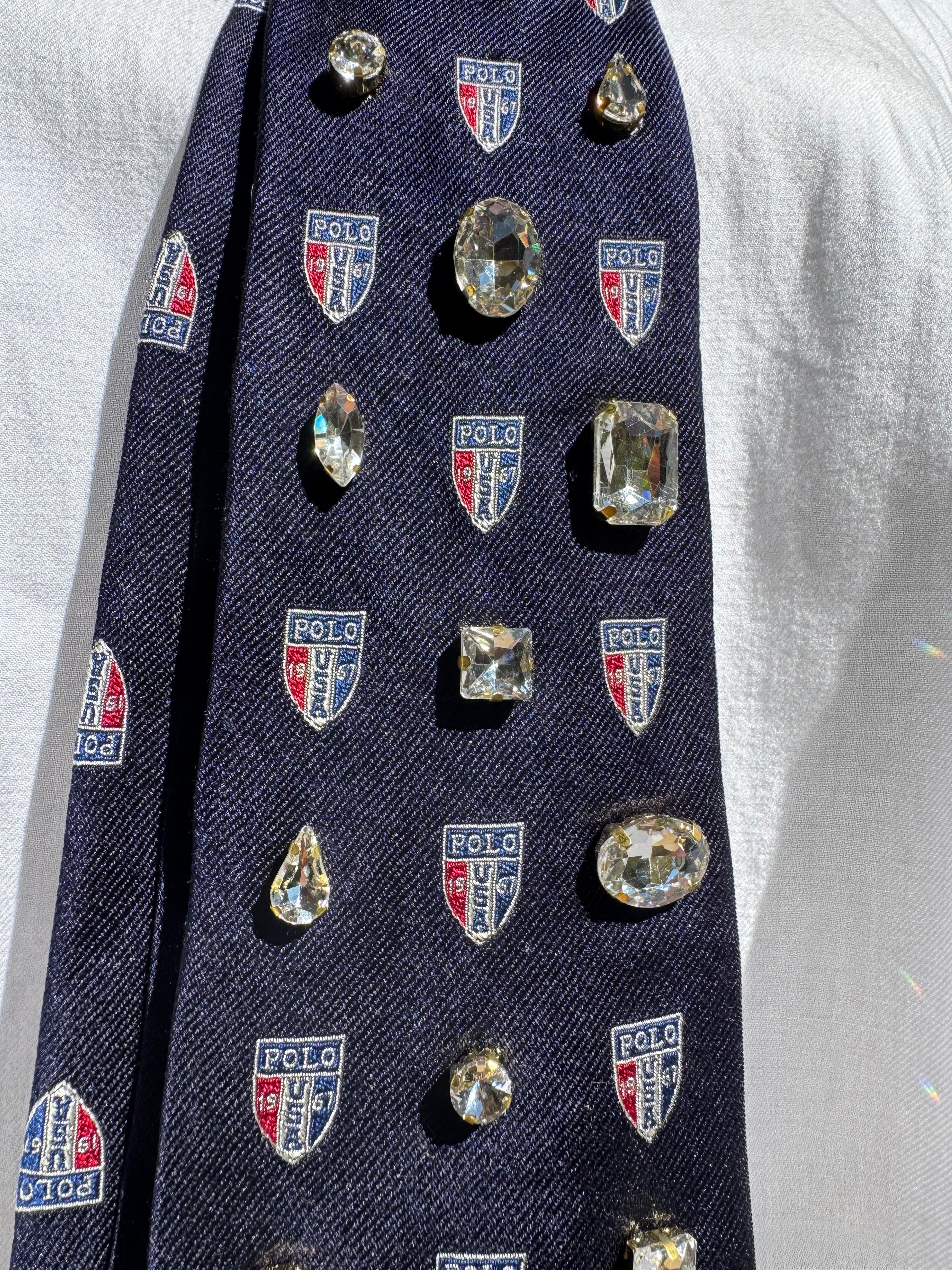 Navy Blue Polo Anchored Nautical High Class Royalty Tie